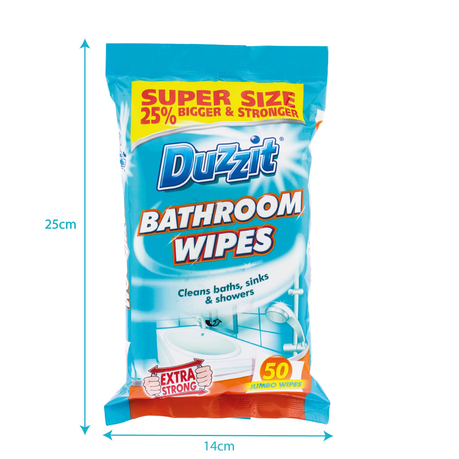 Duzzit Bathroom Wipes - Antibacterial Cleaning for Sinks, Baths, and Toilets | 50 Count Blue Pack 9
