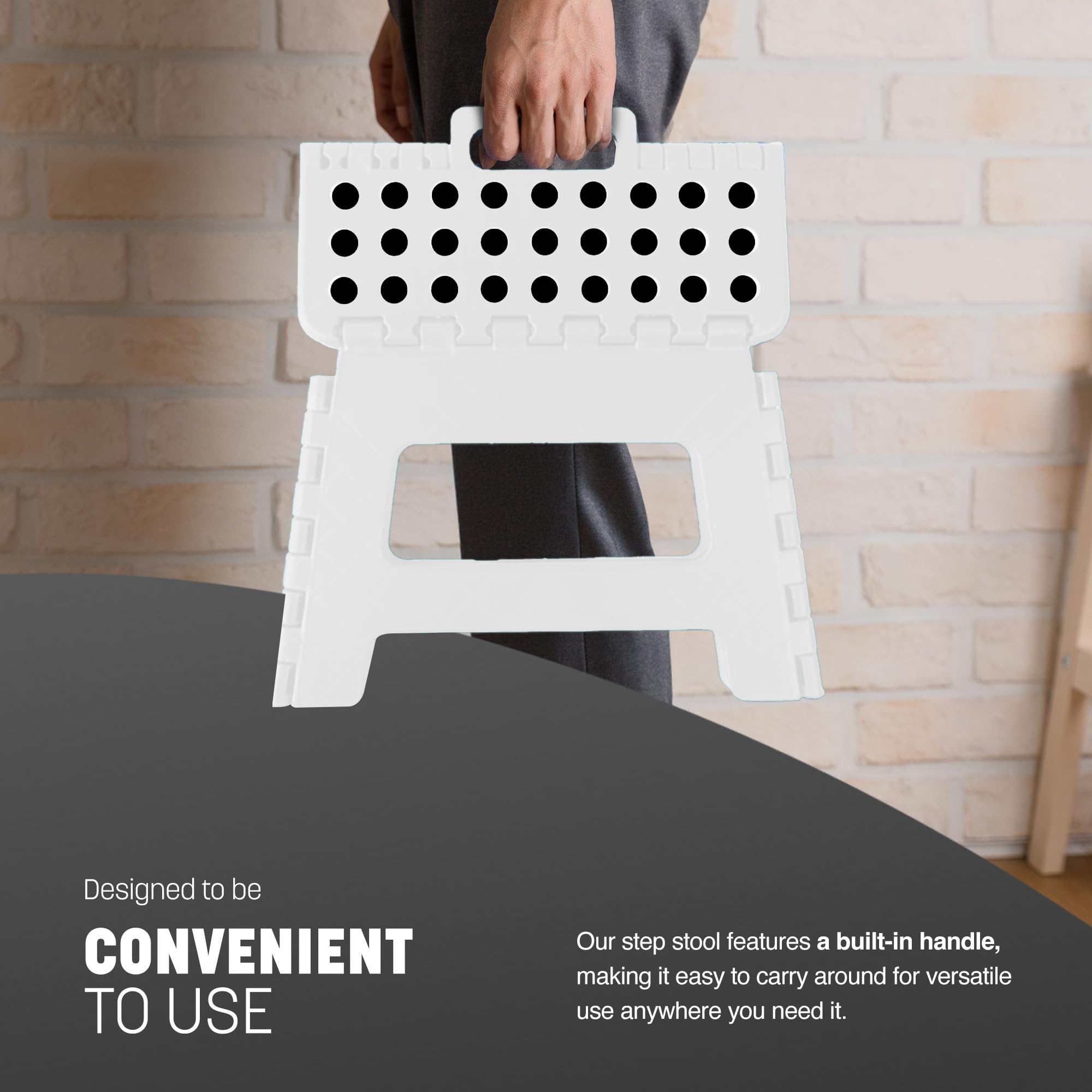 KEPLIN Folding Step Stool - 9 Inch Height | 150kg Capacity | White Plastic 4