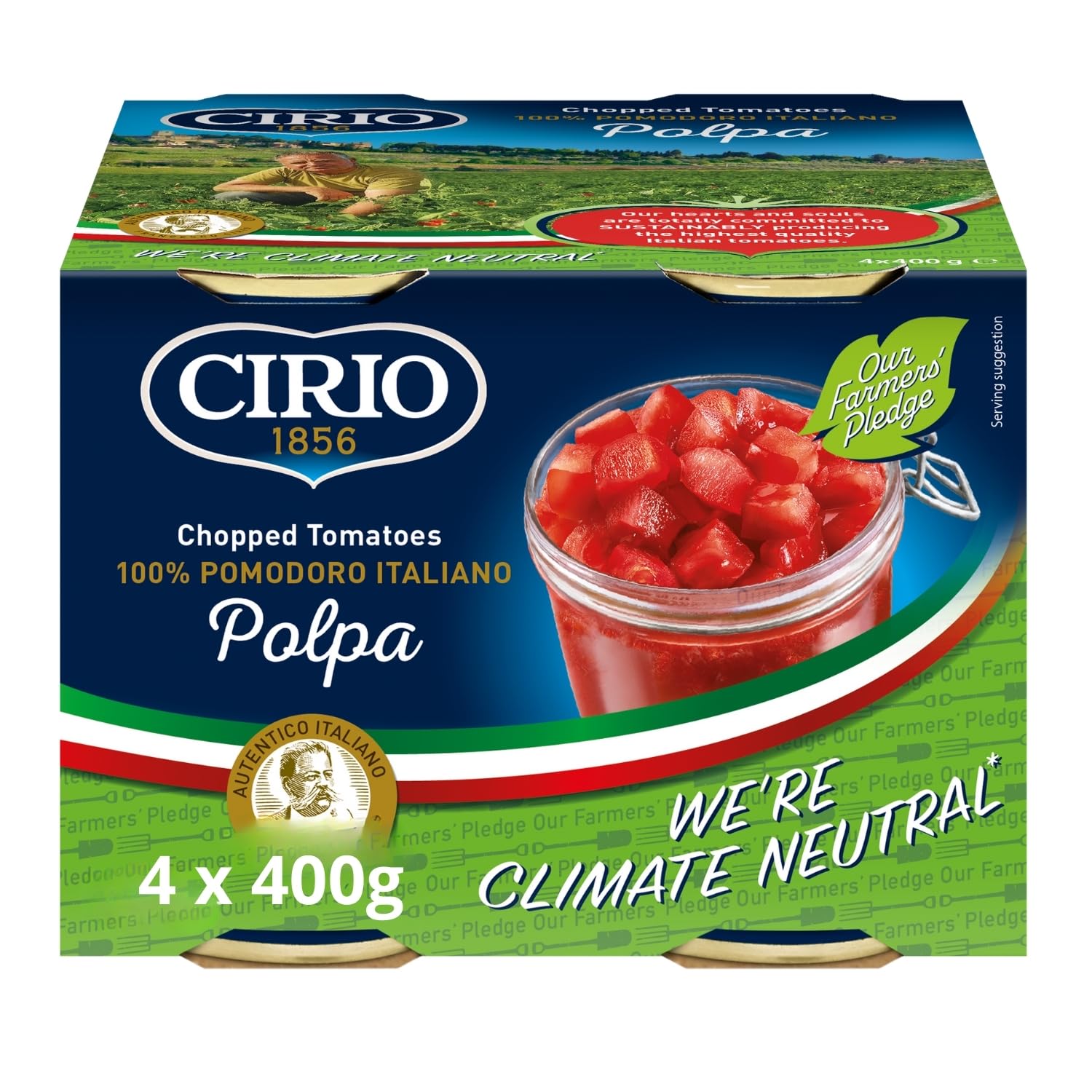 Cirio Polpa Chopped Tomatoes - Italian Quality, No Added Salt | 4 x 400g Tins