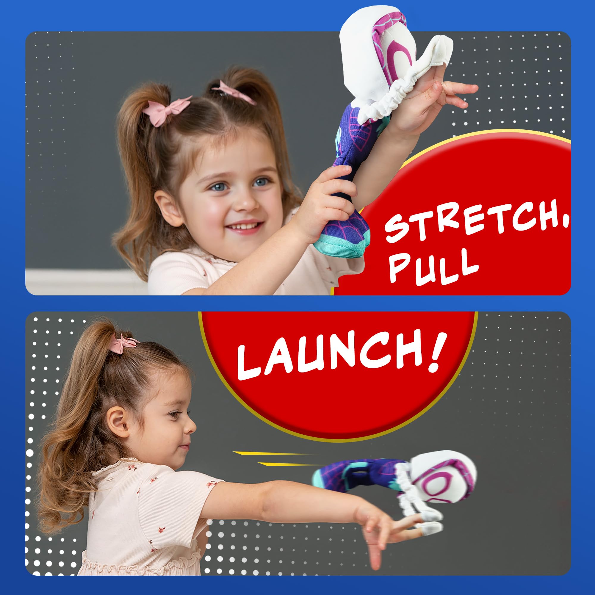 Marvel Spidey and His Amazing Friends Slingshot Ghost-Spider Plush Toy - Stretchable Arms for Action Play