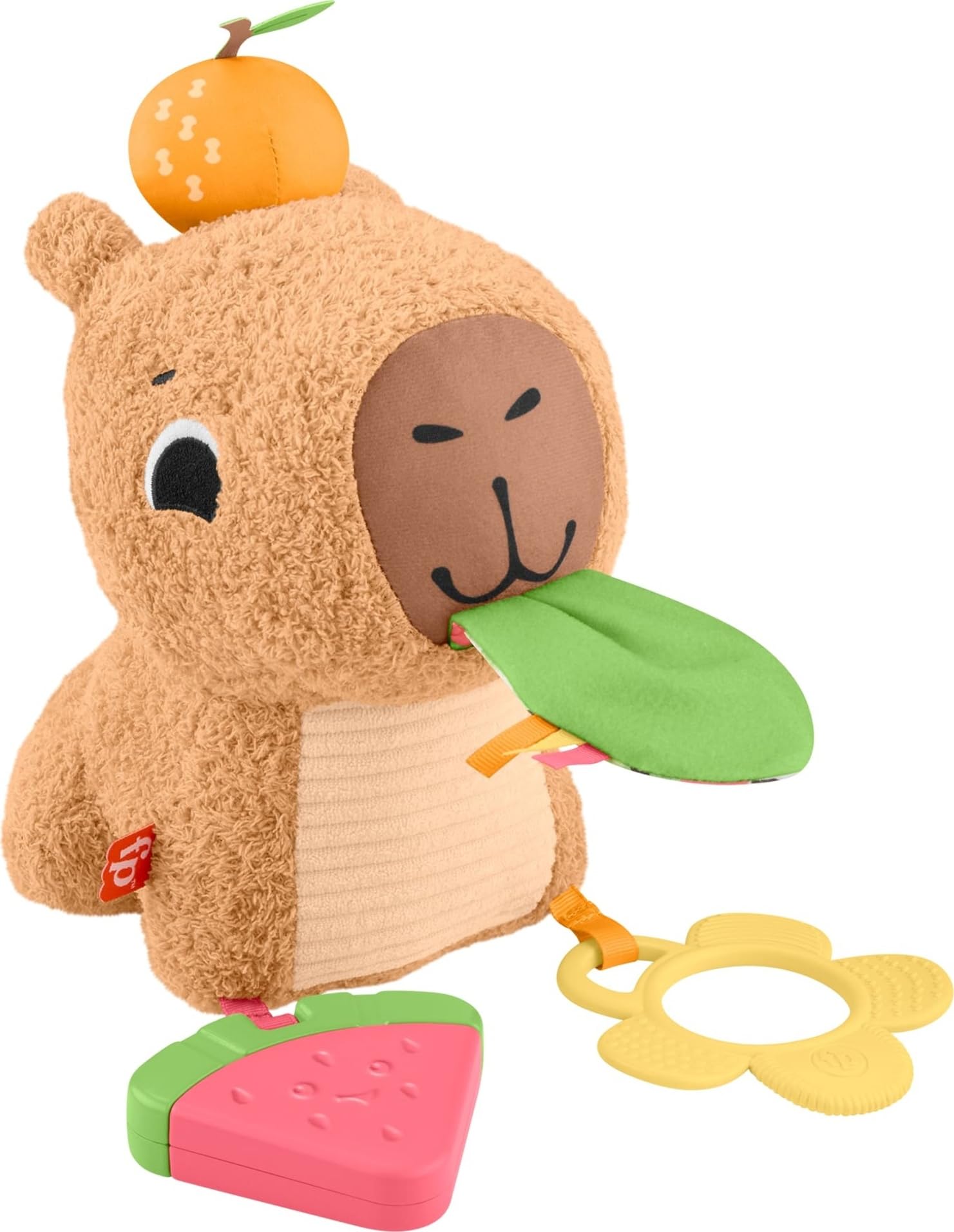 Fisher-Price Snuggly Capybara Plush - Sensory Toy for Babies 3+ Months | BPA-Free Teether | Multicolor