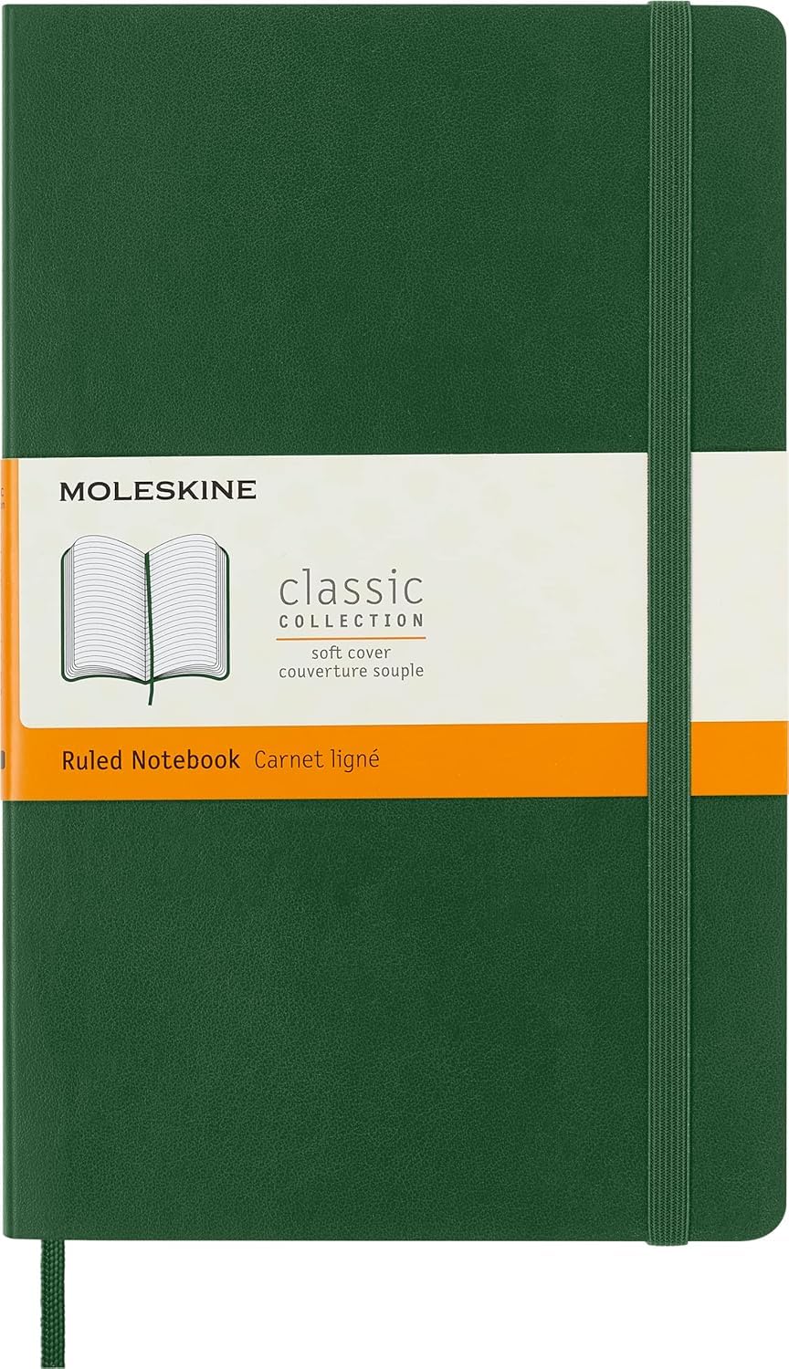 Moleskine Classic Notebook - Ruled Pages, Soft Cover, Large 13x21cm | 192 Pages, Myrtle Green