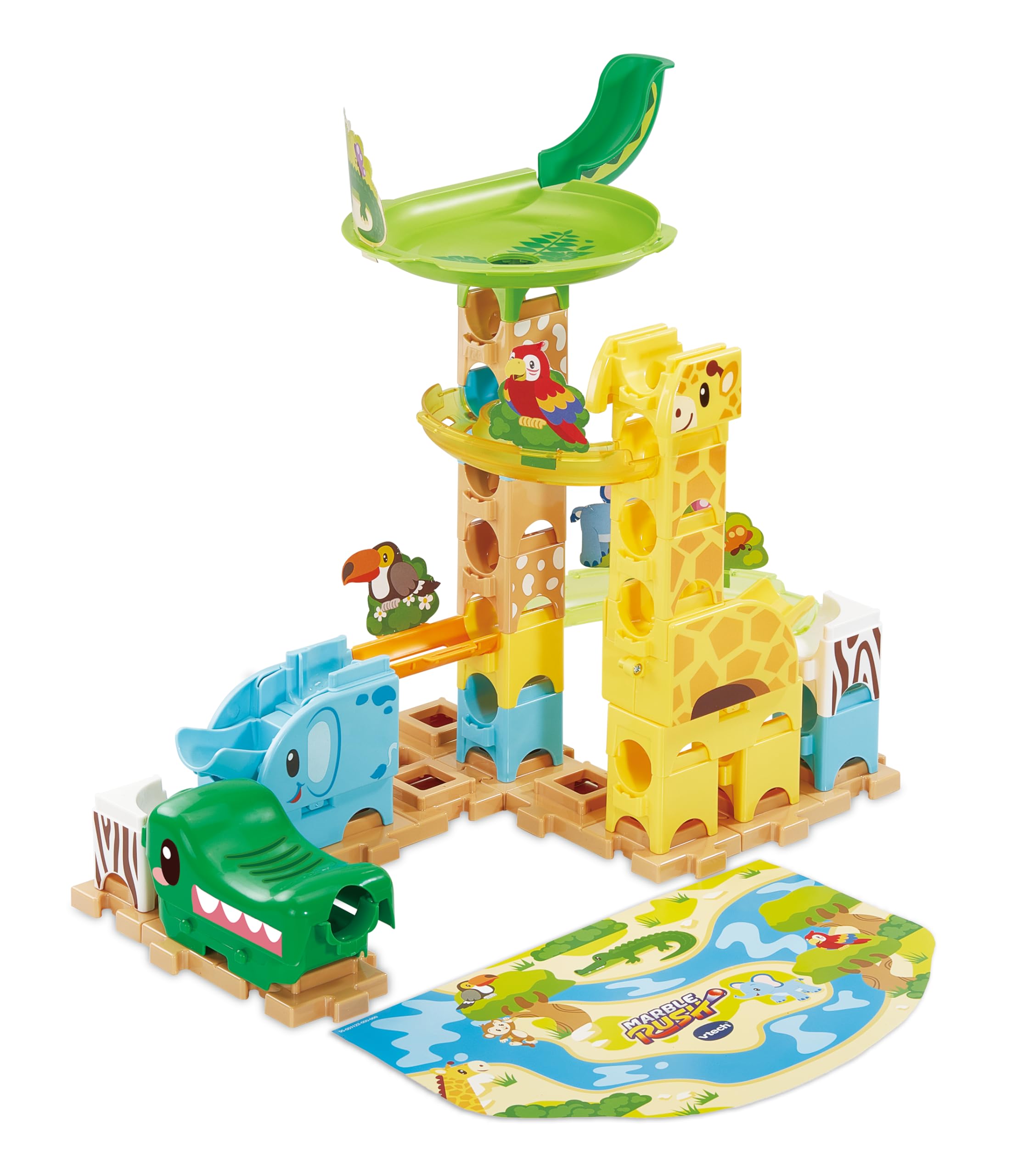 VTech Marble Rush Safari Slides Construction Set for Kids | 58 Pieces | Ages 3+