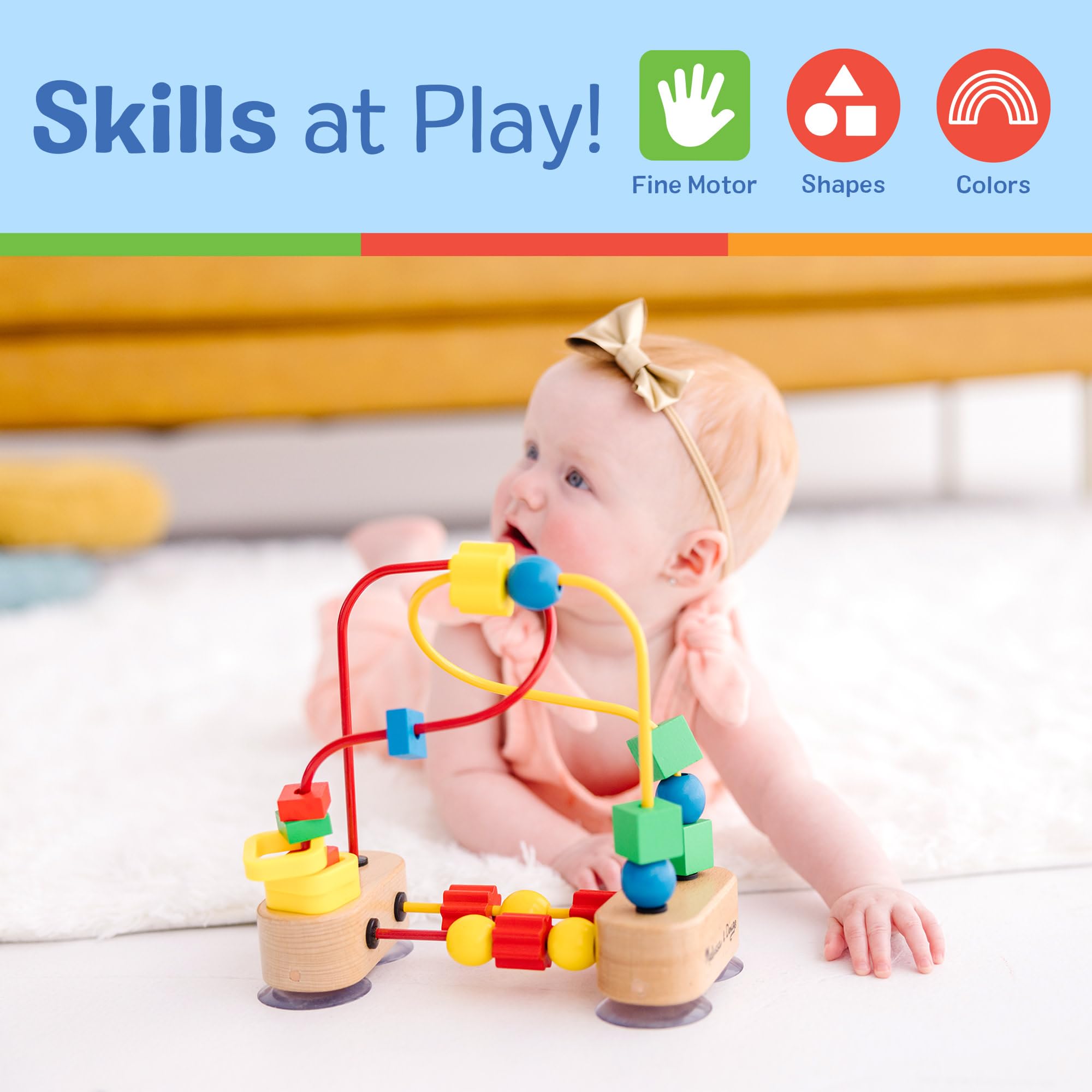 Melissa & Doug First Bead Maze Wooden Toddler Activity Toy | 18 Beads, 3 Rings | Ages 12+ Months 6