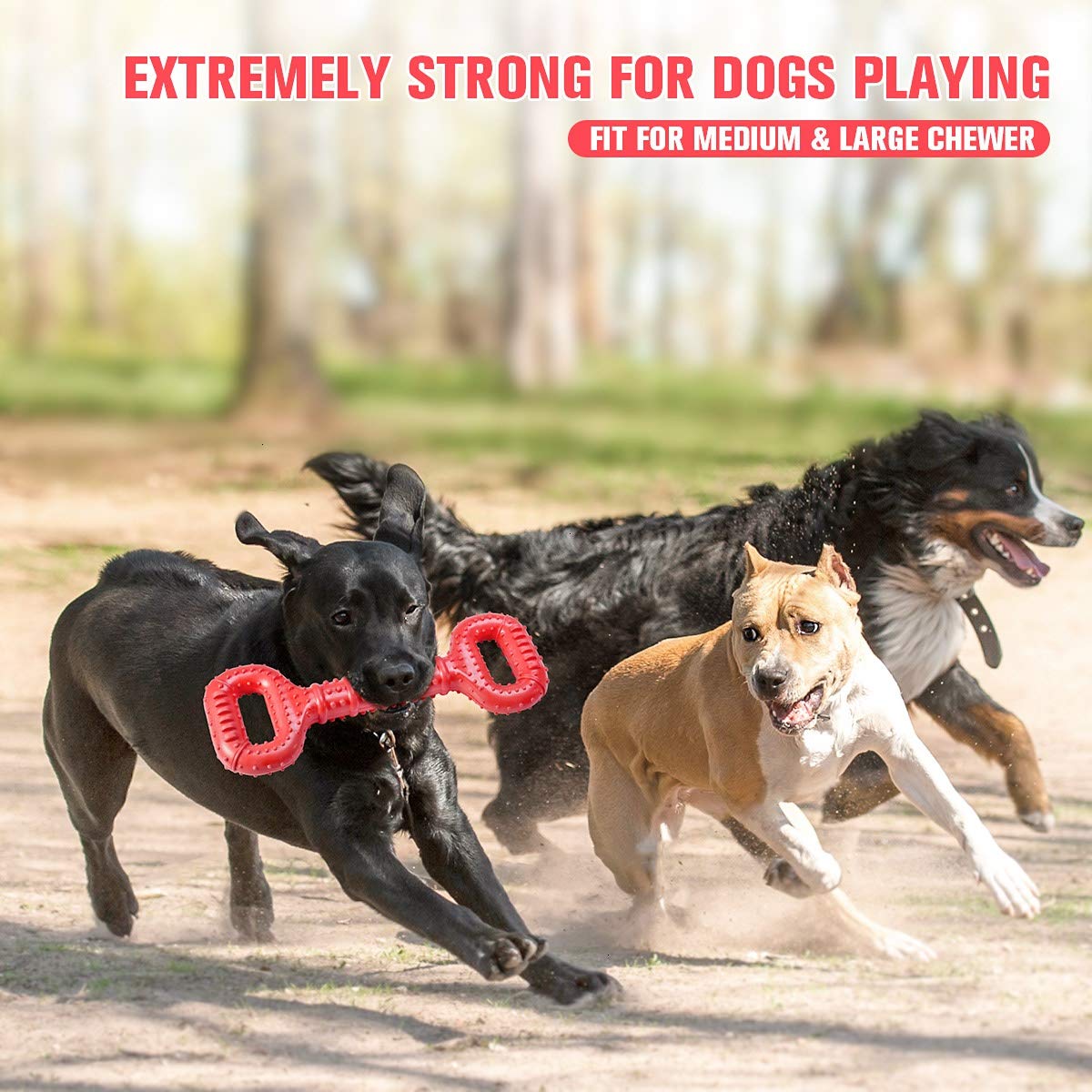 Feeko Large Breed Dog Chew Toy - 15 Inch Indestructible Bone for Dental Health | Natural Rubber | Beef Scent 6