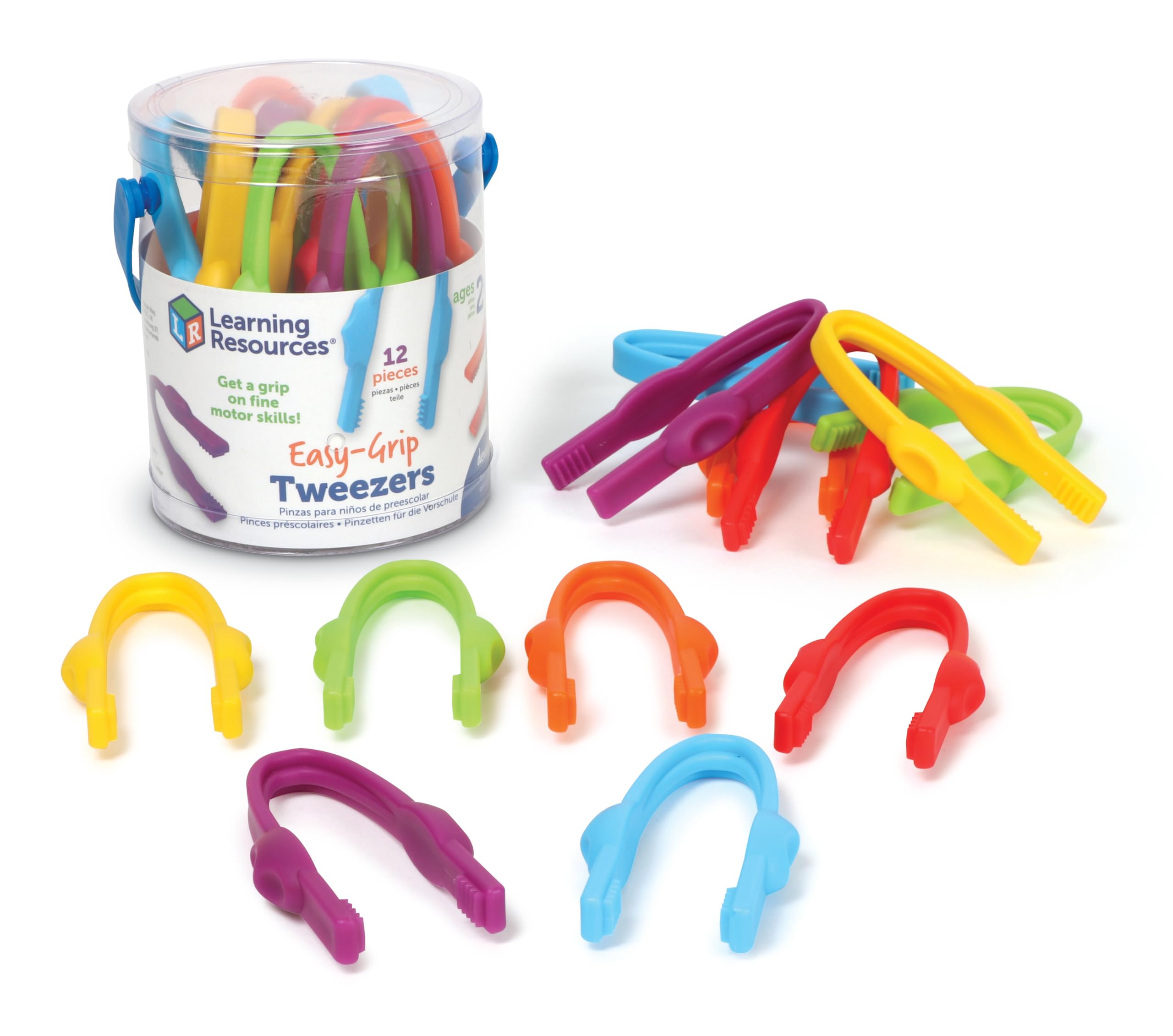 Learning Resources Easy-Grip Tweezers - Fine Motor Skills Toy for Ages 2+ | Set of 12