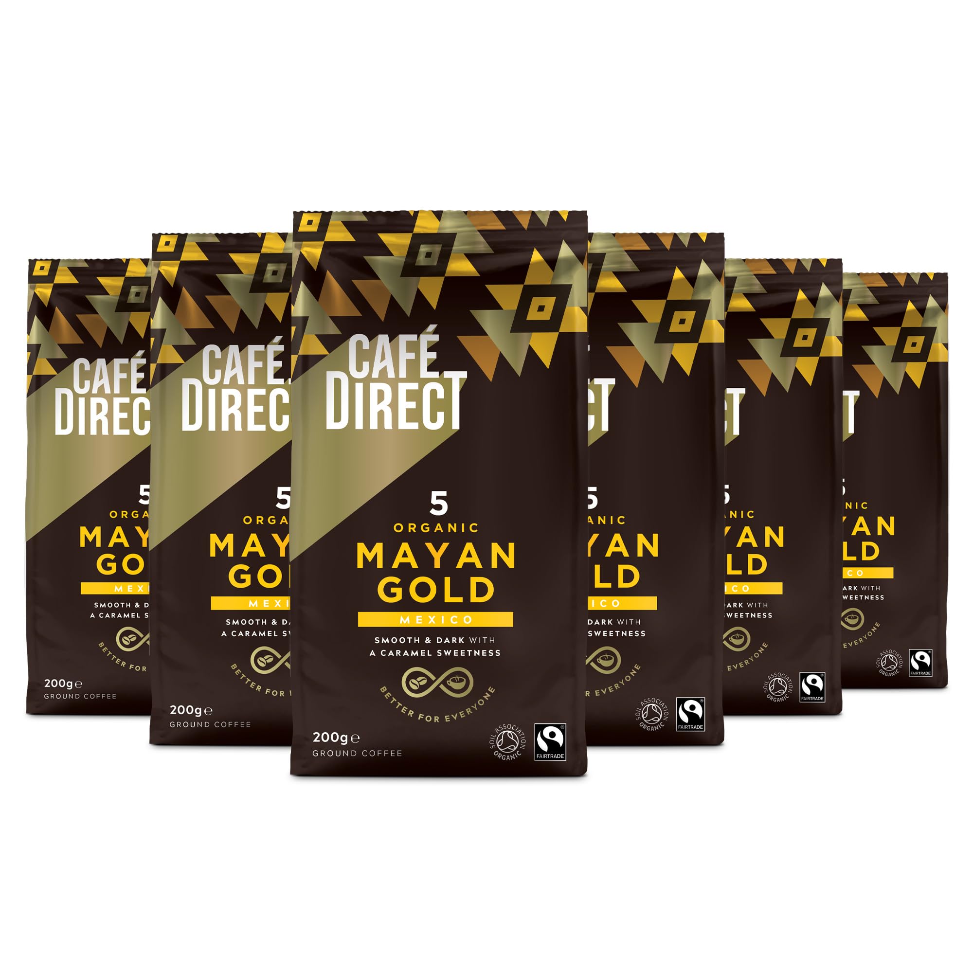 Café Direct Mayan Gold Organic Fairtrade Ground Arabica Coffee, 227g (Pack of 6)