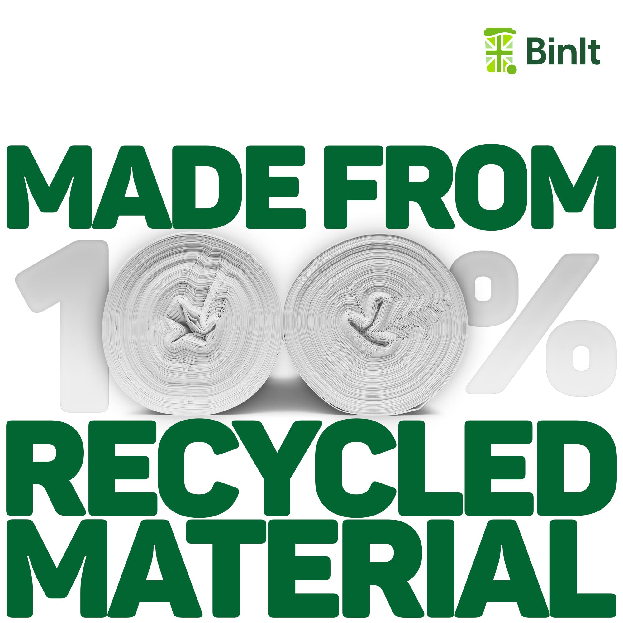 BIN IT 40 Count 30L Drawstring Bin Liners - Strong, Secure, Unscented White Bags 4