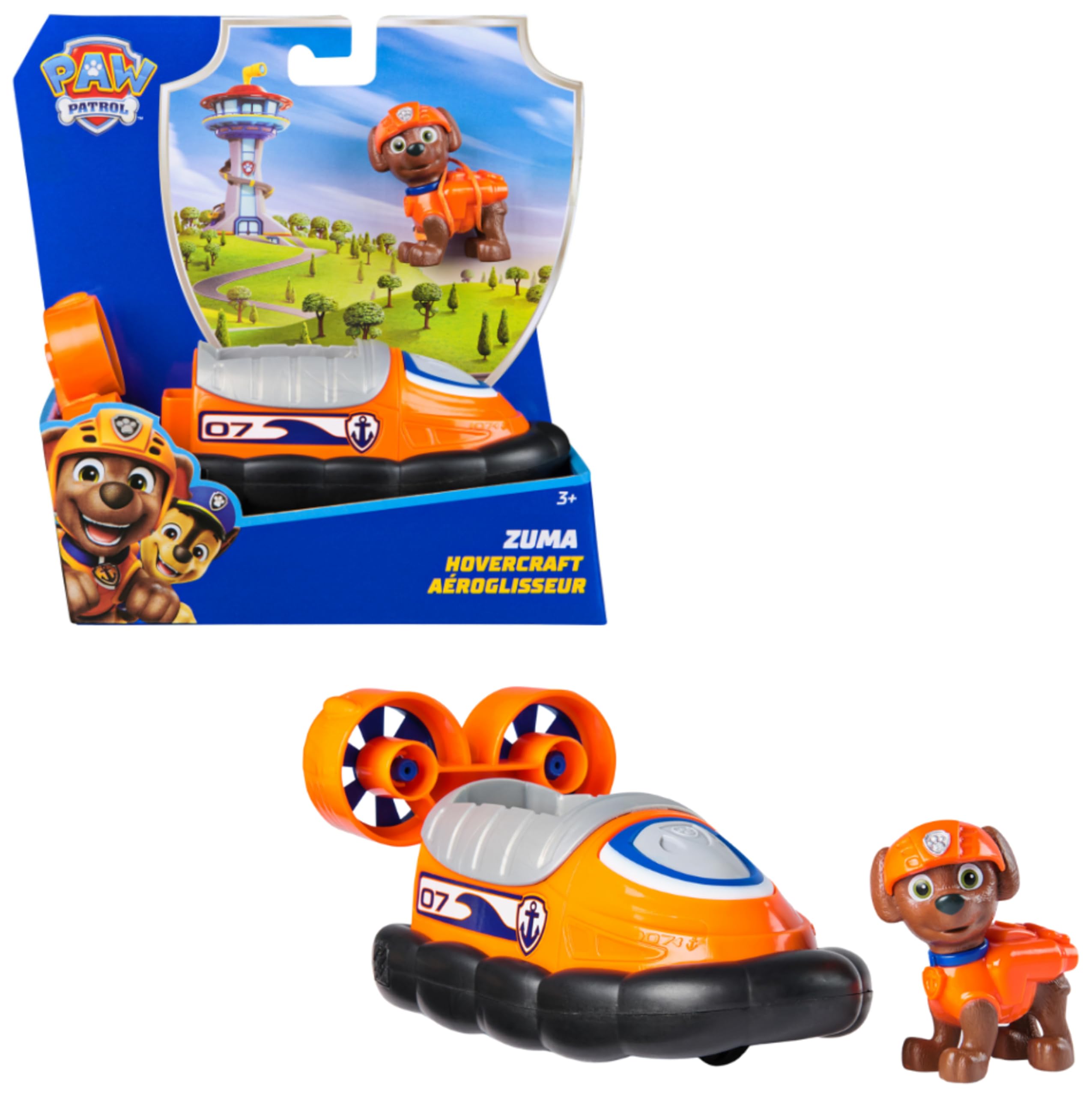Paw Patrol Zuma's Hovercraft Toy Car & Collectible Figure Playset | Ages 3-9 | Orange Plastic 1