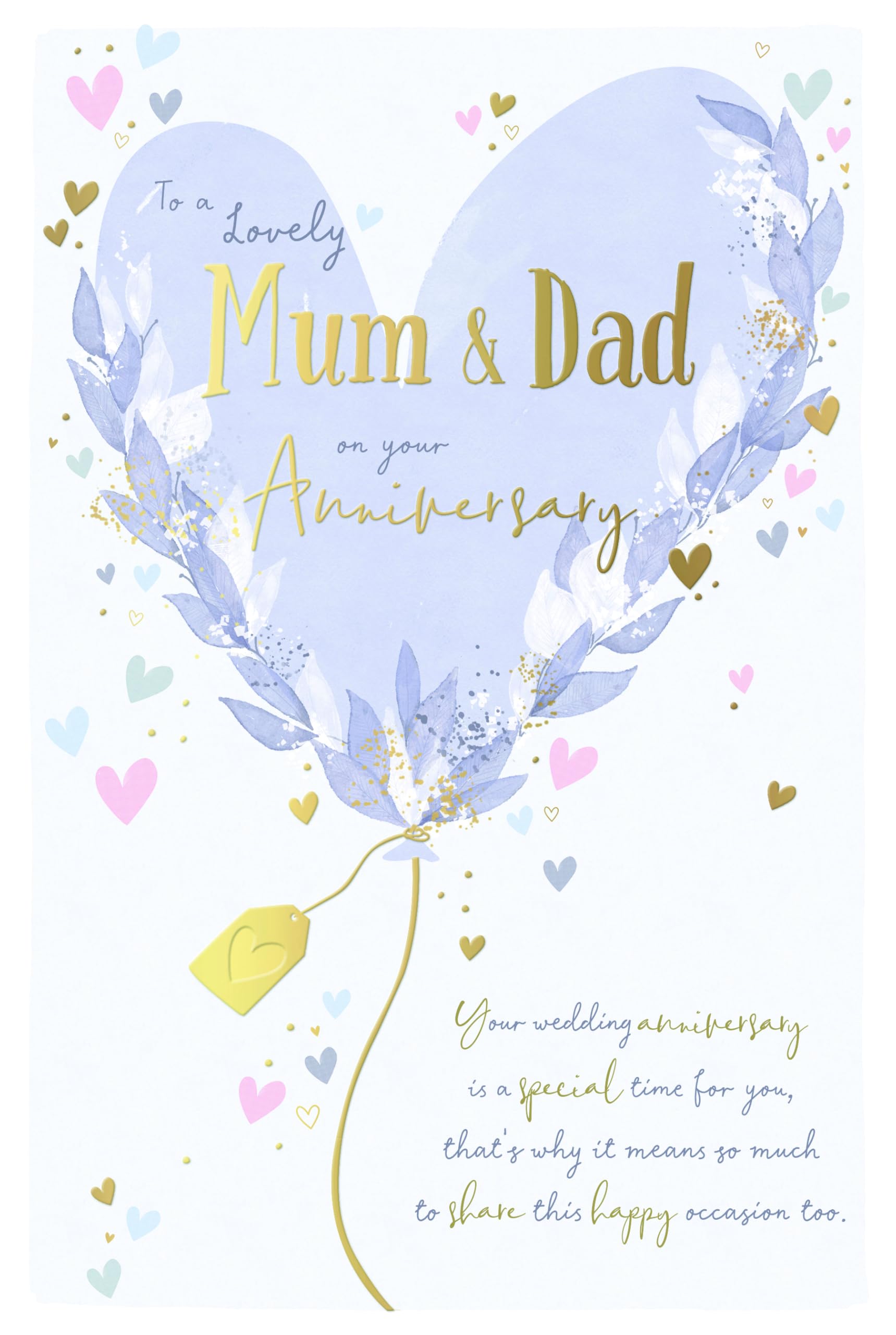 Wishing Well Mum and Dad Anniversary Luxury Greeting Card | Gold Foil Finish | 6 x 9 Inches