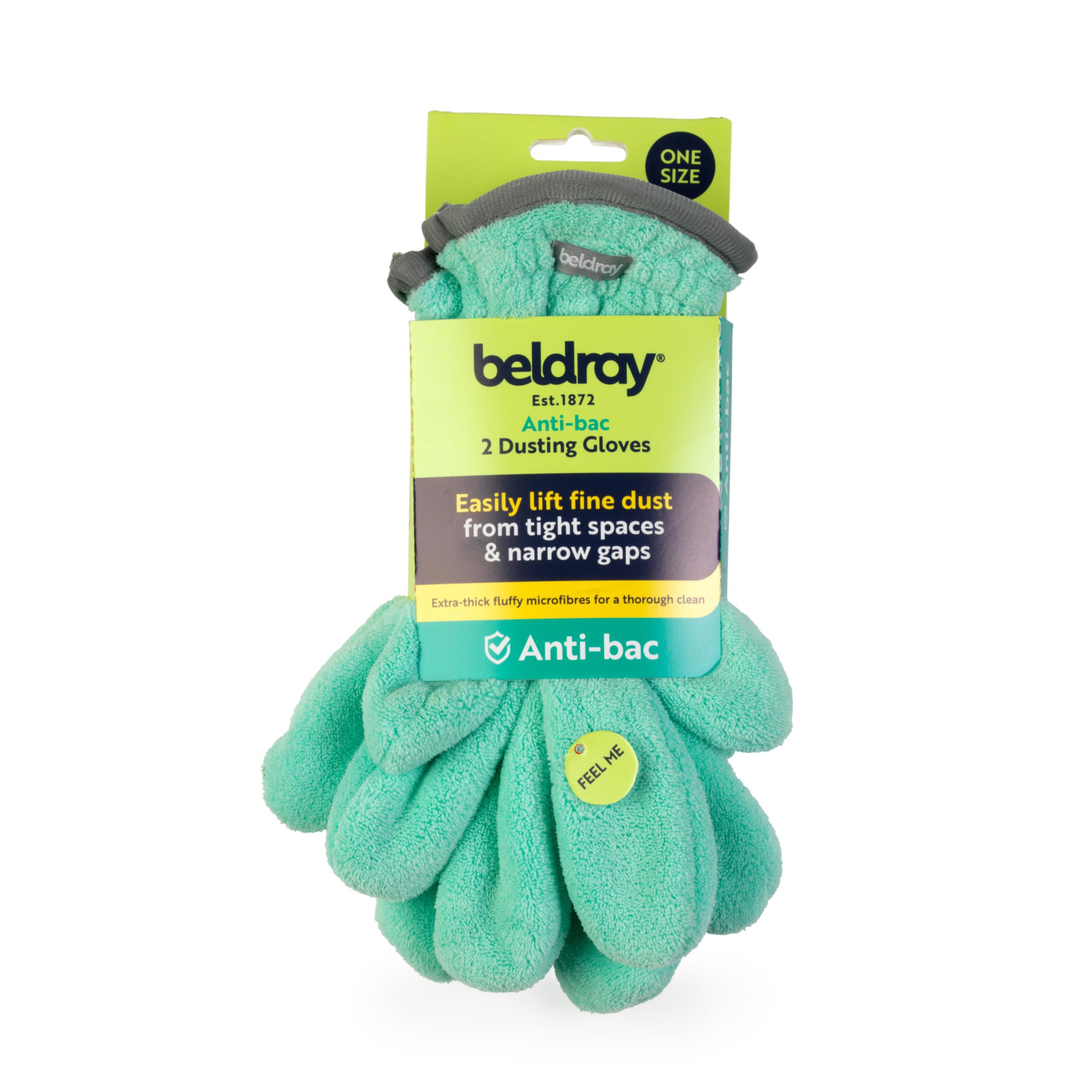 Beldray Antibac Dusting Gloves Set – Pack of 2 Microfibre Cleaning Mitts, Green, One Size 3