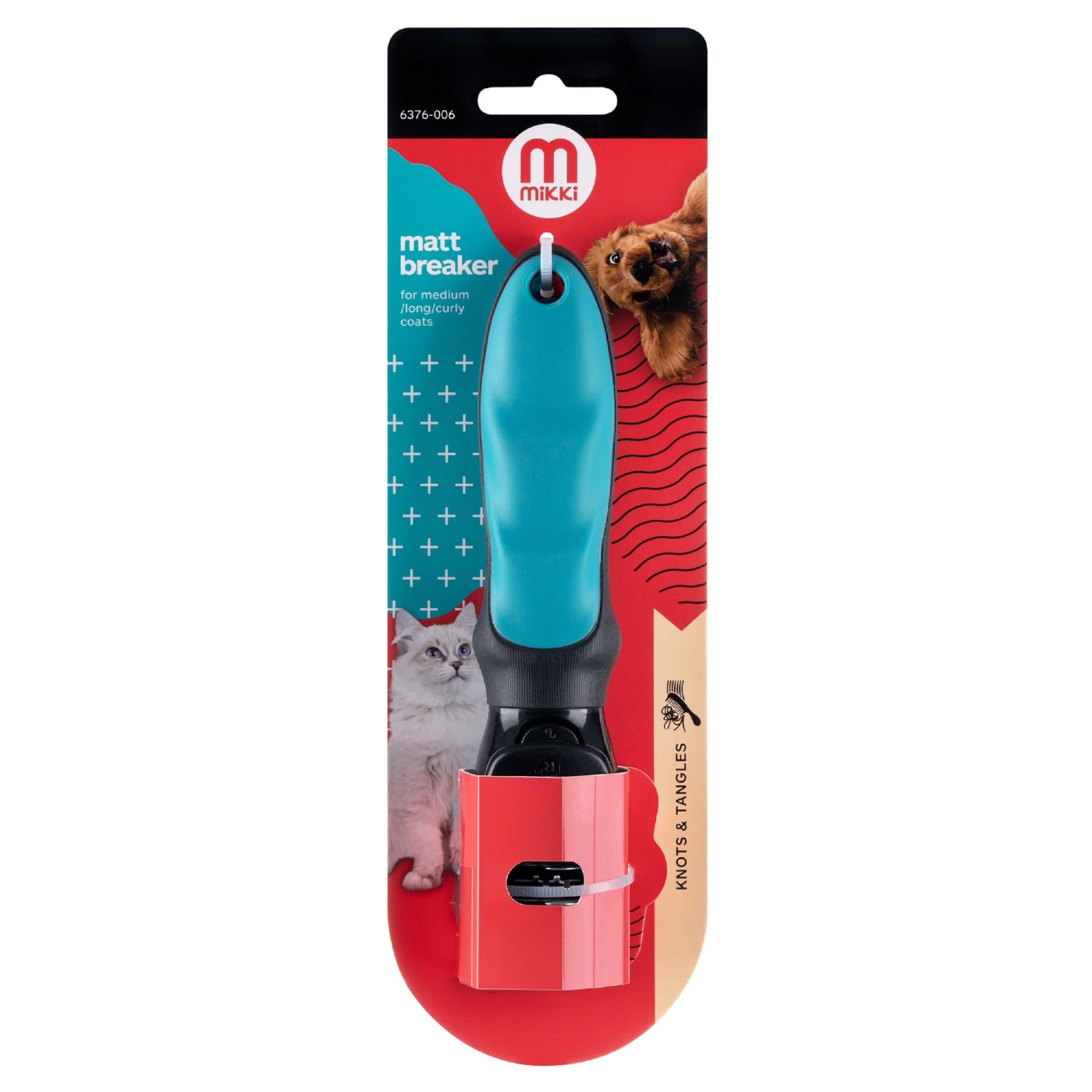 Mikki Matt Breaker Rake - De-Matting Comb Tool for Dogs & Cats | Stainless Steel Blade | Black/Teal 3