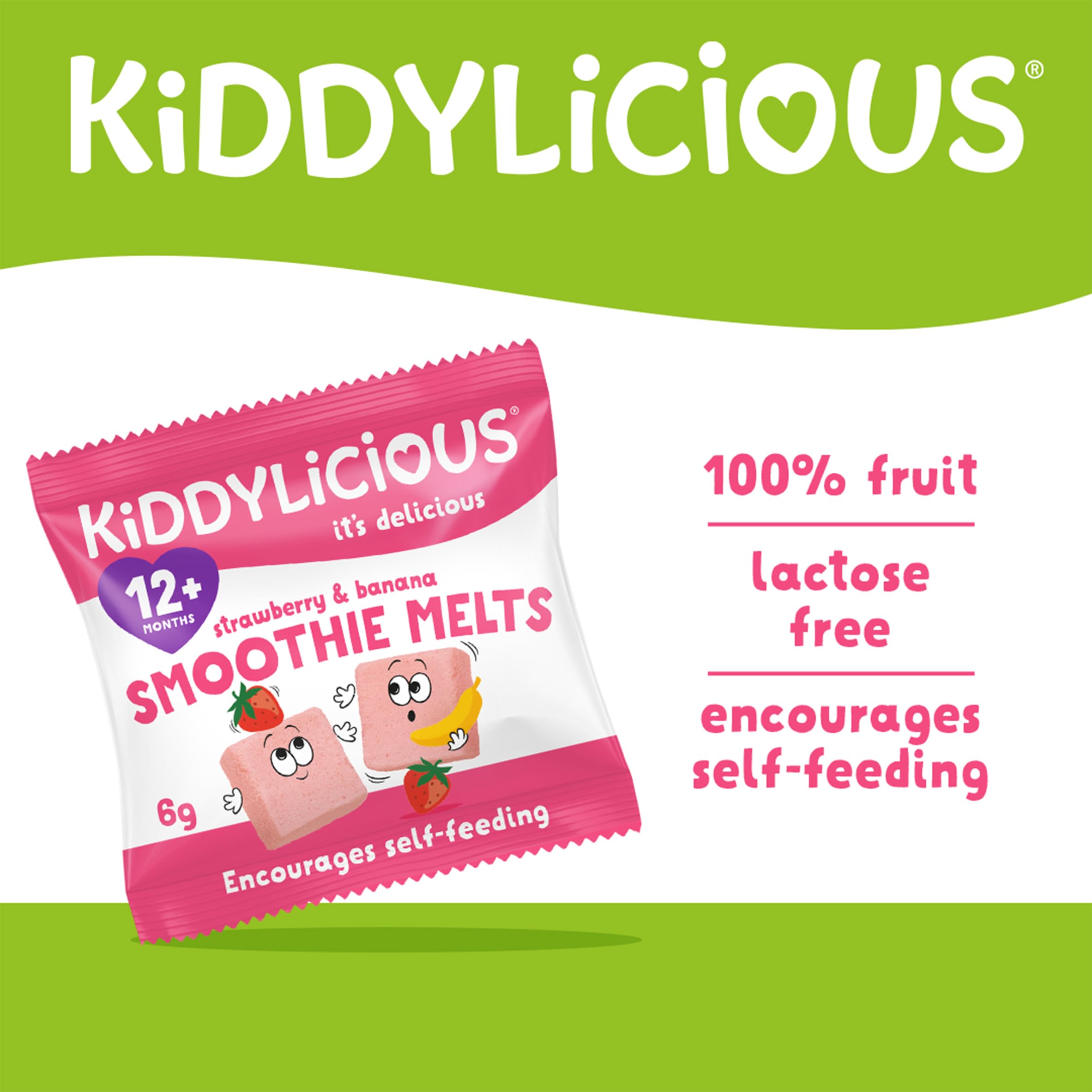 Kiddylicious Strawberry and Banana Smoothie Melts - 16 x 6g Fruit Snacks 10