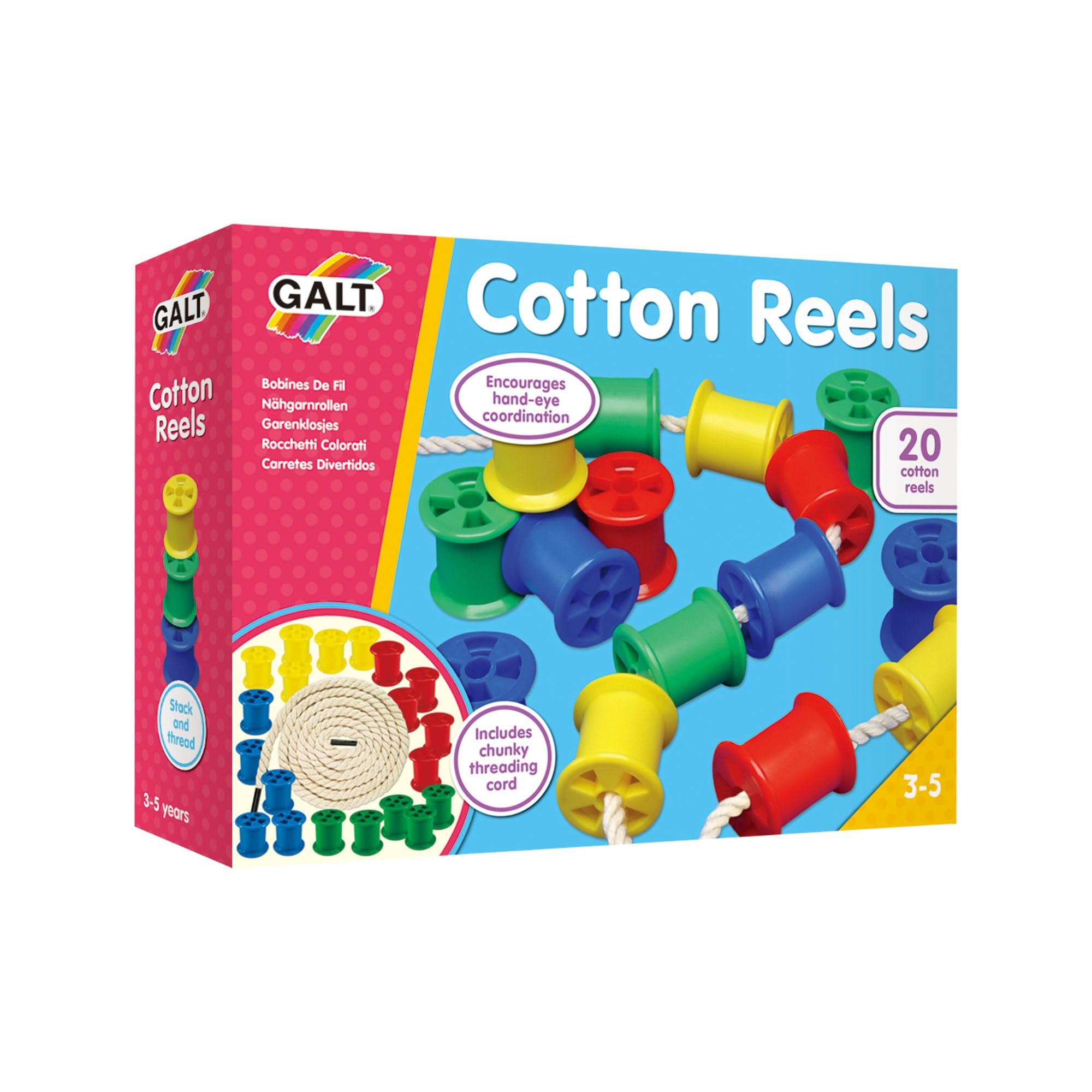 Galt Toys Cotton Reels Threading & Stacking Toy for Ages 3-5 Years | 20 Count