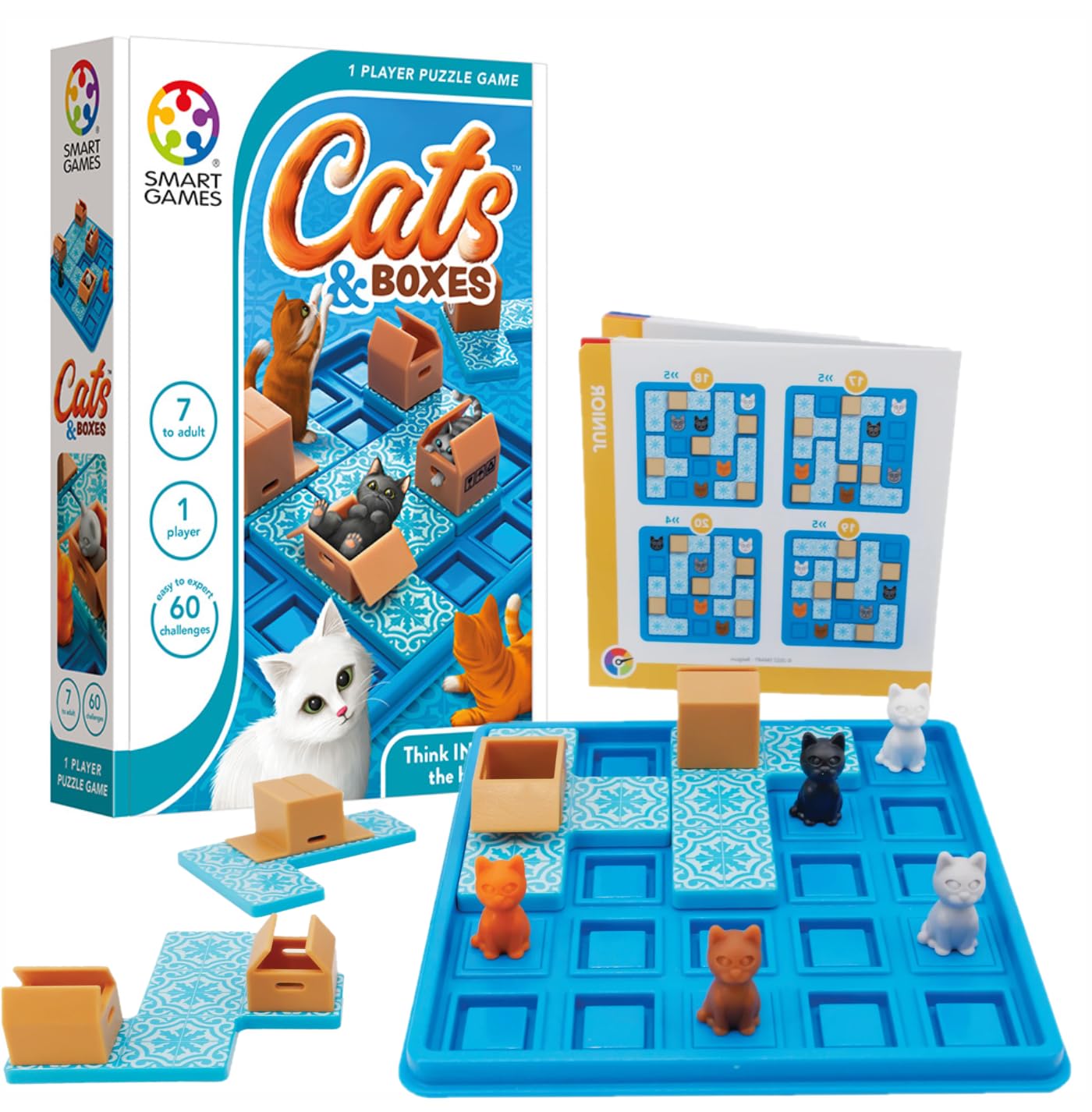 SmartGames - Cats & Boxes, Puzzle Game with 60 Challenges, 7+ Years