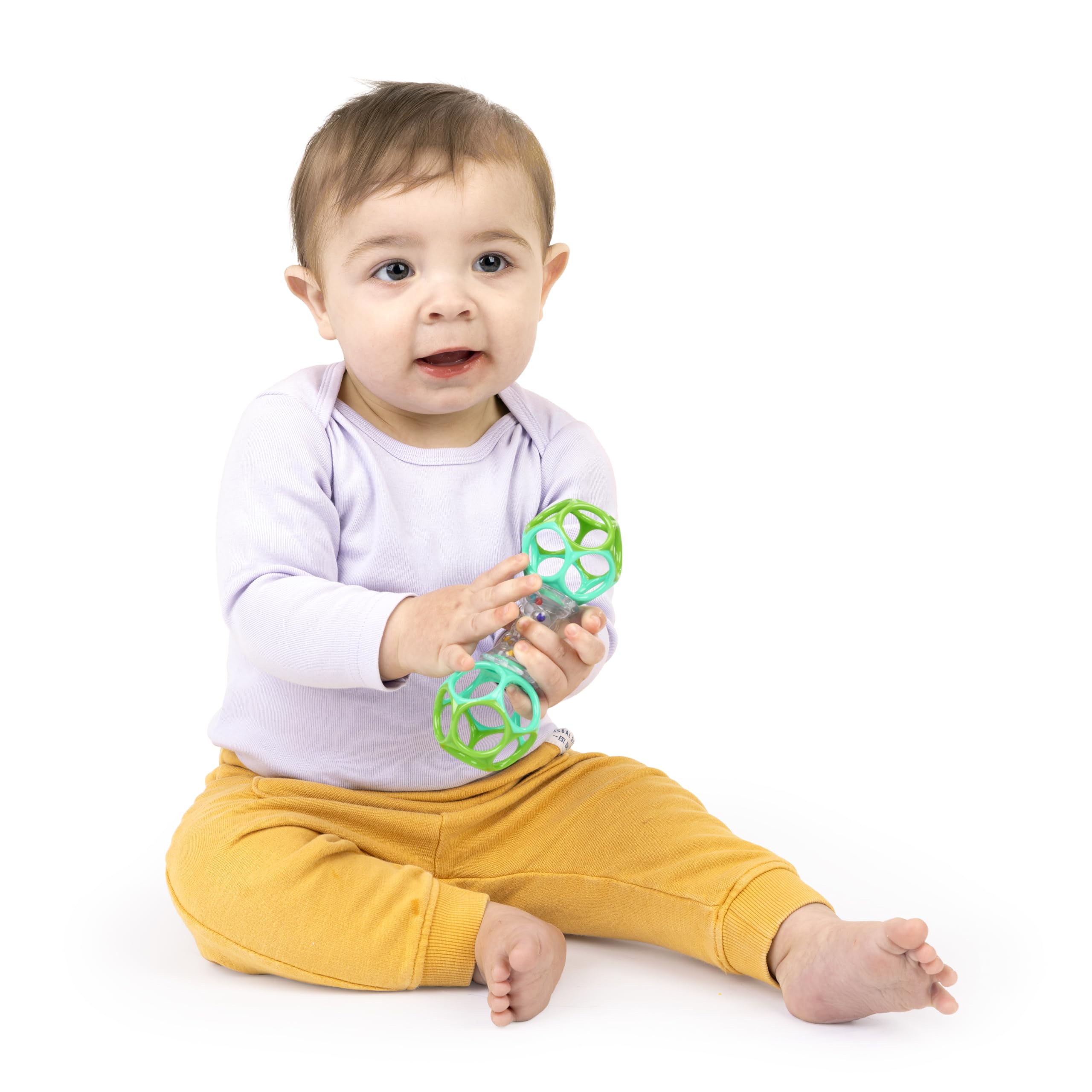 Bright Starts Oball Shaker Rattle Toy - Easy-Grip, BPA-Free for Newborns+ 3