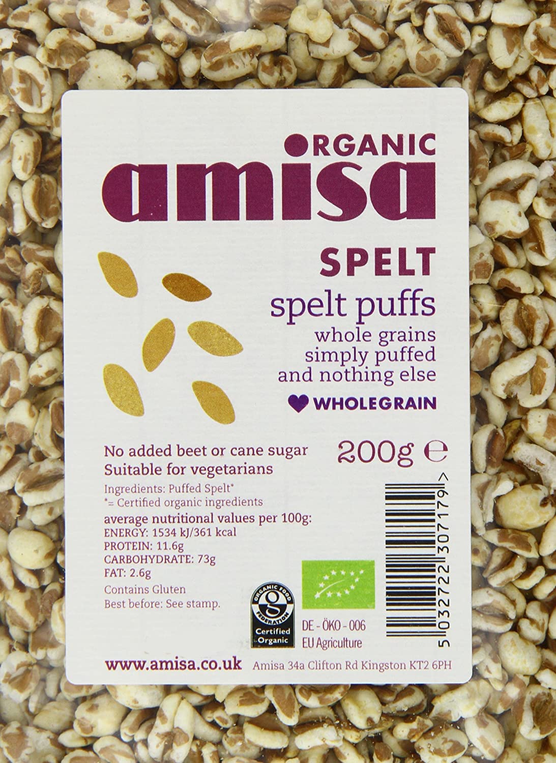 Amisa Organic Spelt Puffs - High Fibre, Vegan Friendly | 200g 3