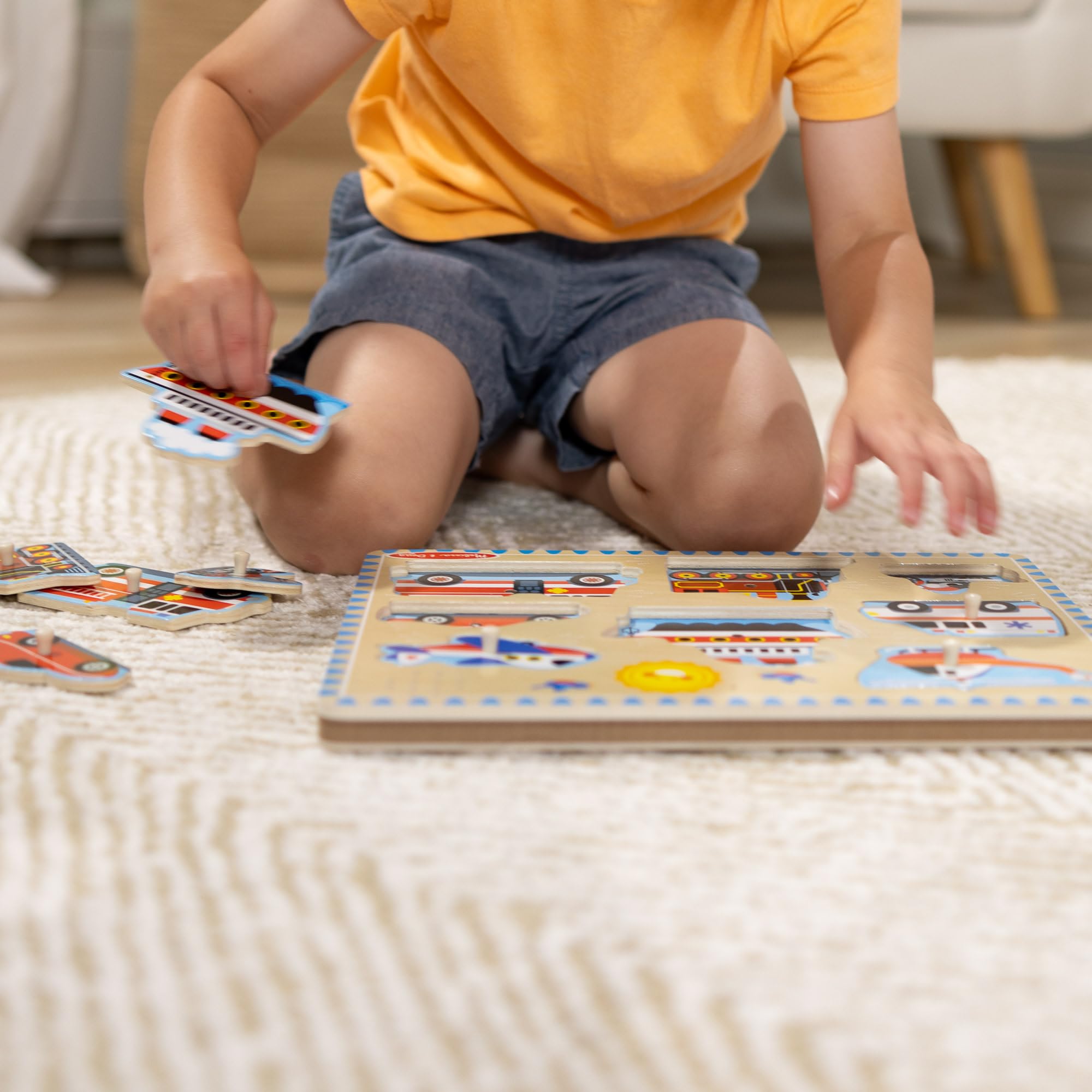 Spin Master Vehicles Sound Puzzle - 8-Piece Wooden Pegged Puzzle for Ages 2-5 8