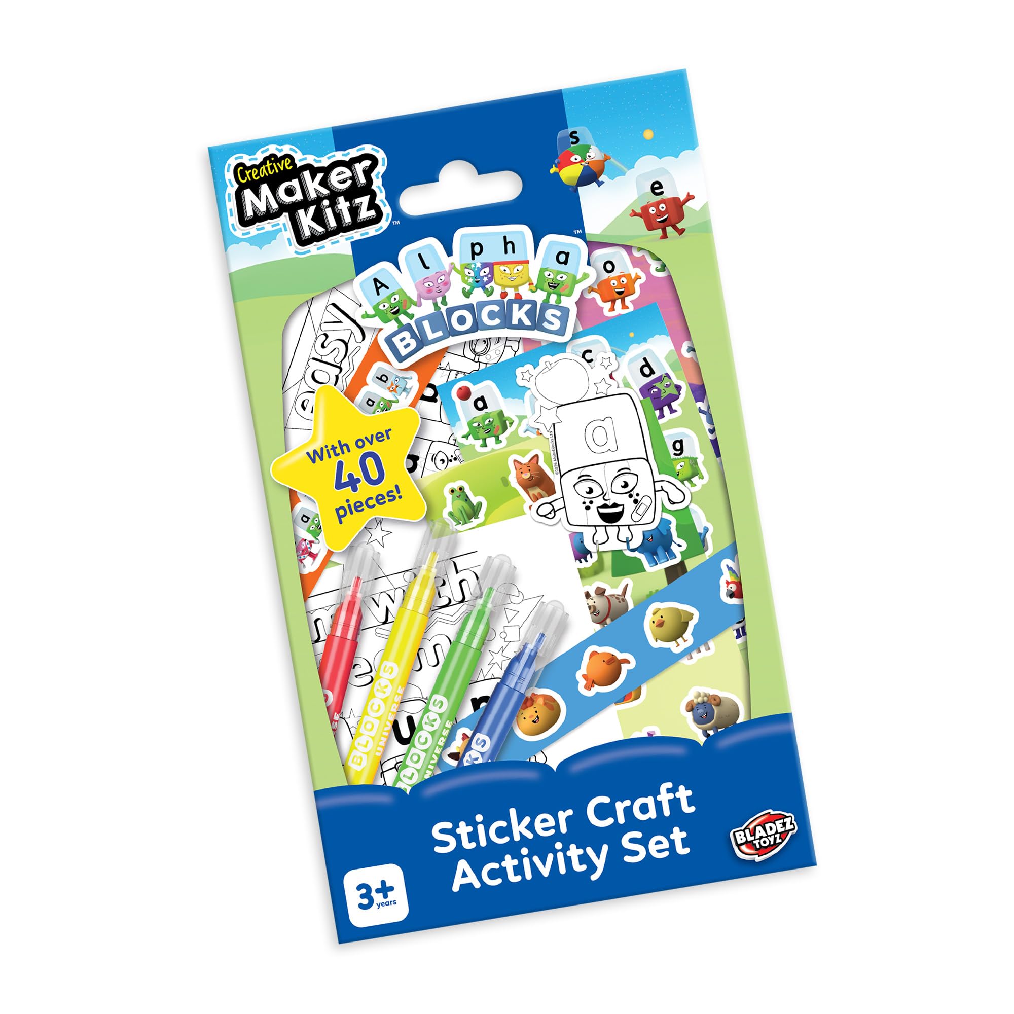 BLADEZ Alphablocks Sticker Activity Set - 40+ Pieces | Cardboard Material