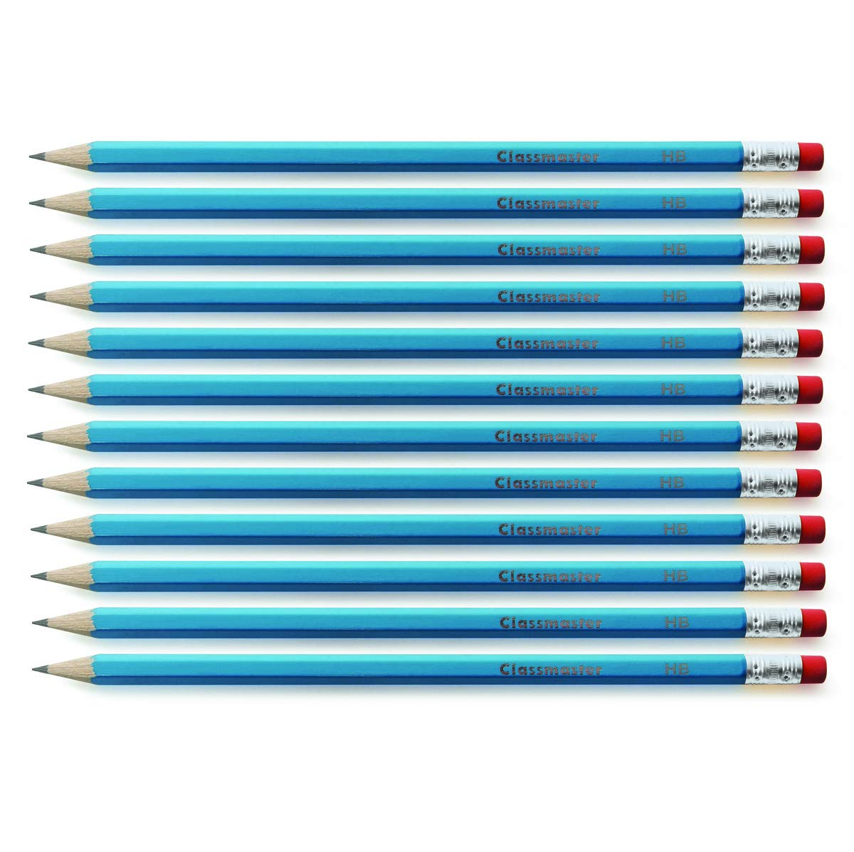 SHOW-ME Classmaster HB Graphite Pencils with Eraser Tips - Pack of 12 | Hexagonal Barrel