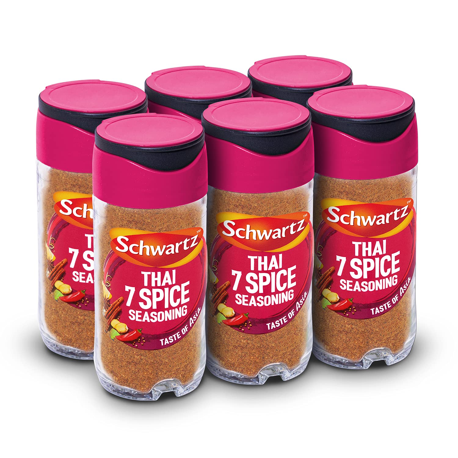 Schwartz Thai 7 Spice Seasoning 52g Jar (Pack of 6) - Authentic Asian Stir Fry & Curry Blend