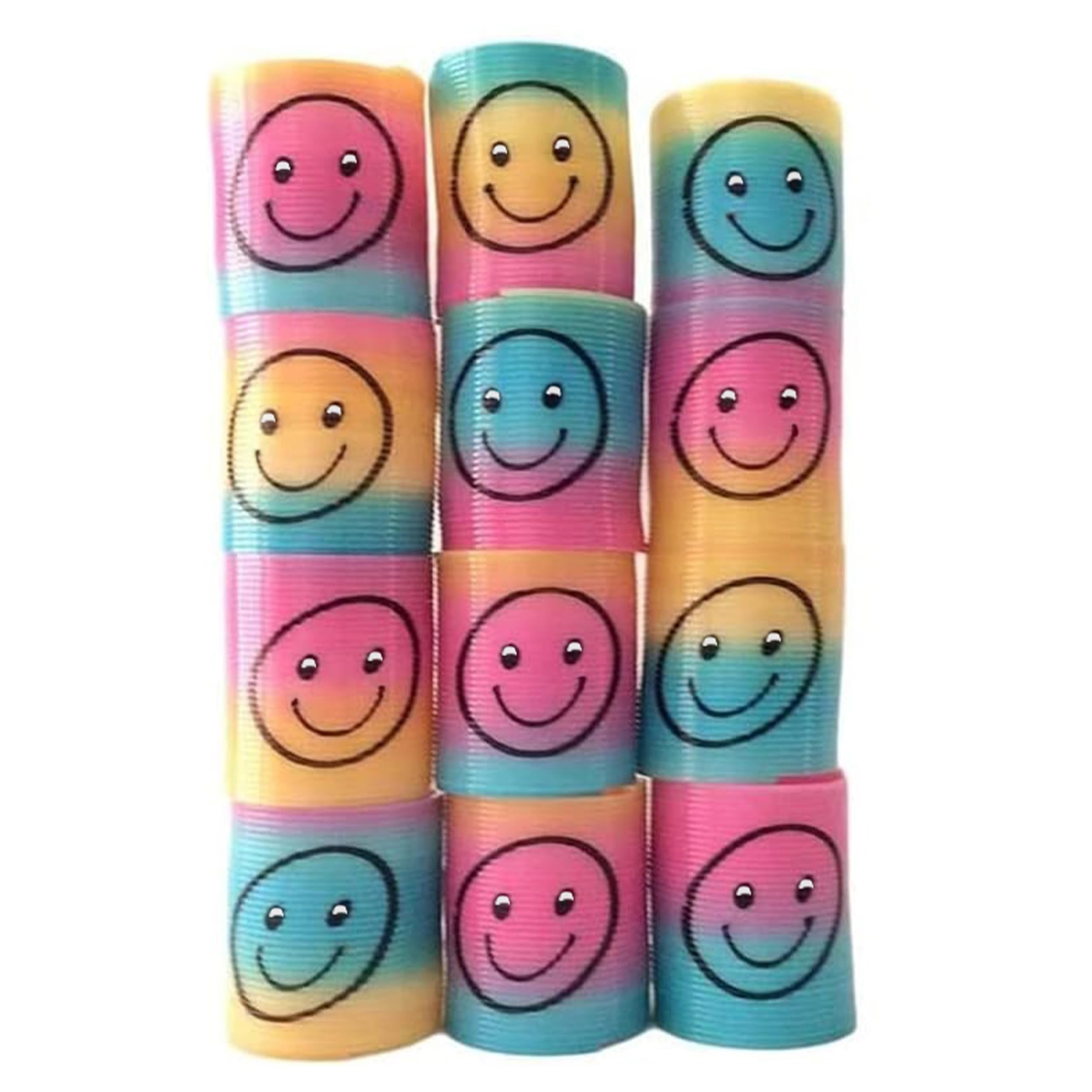 SHATCHI 6Pcs Rainbow Smile Face Spring Toys - Stretches Up to 1 Meter | Plastic 8
