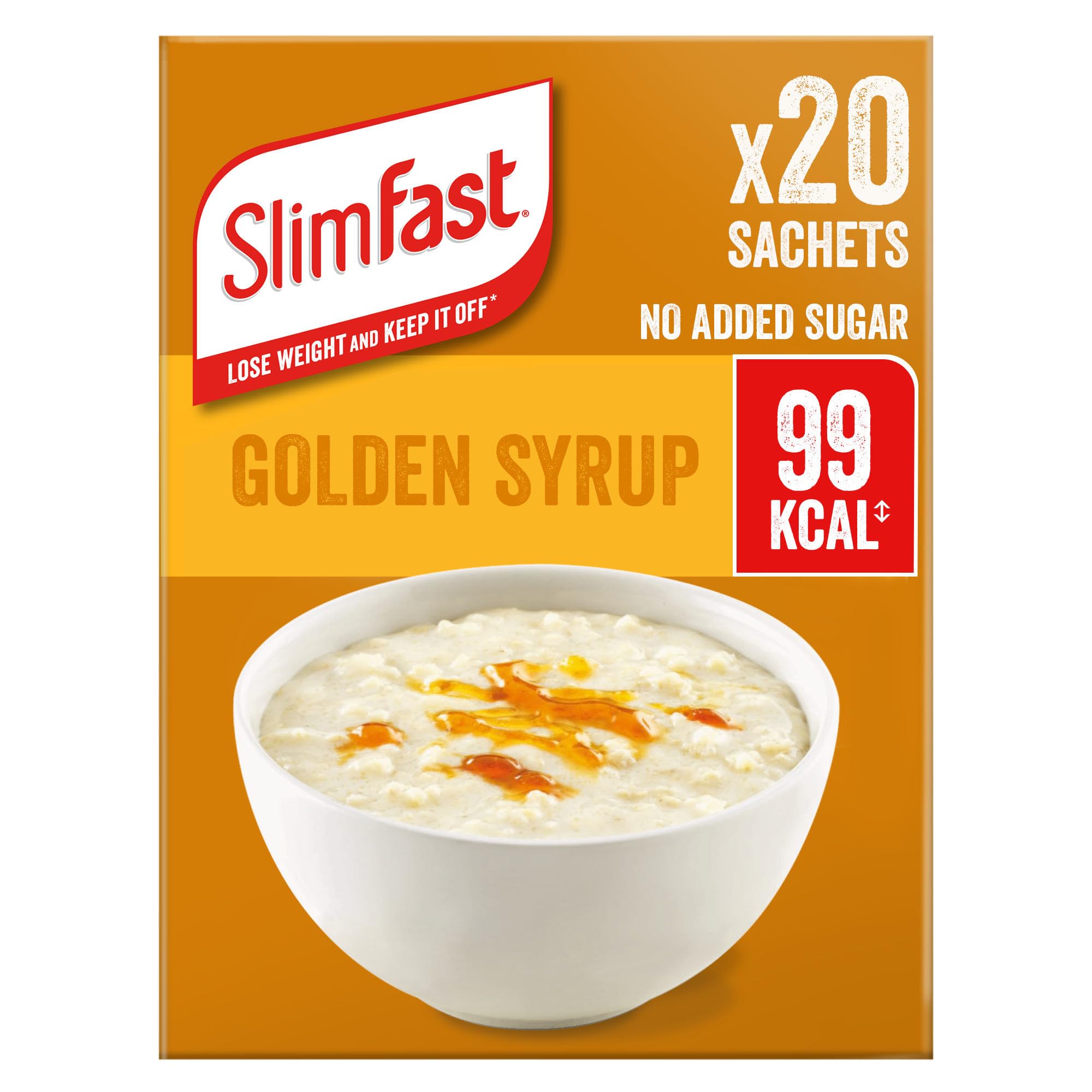 SlimFast Golden Syrup Flavour Porridge - High in Protein, No Added Sugar | 20 Sachets