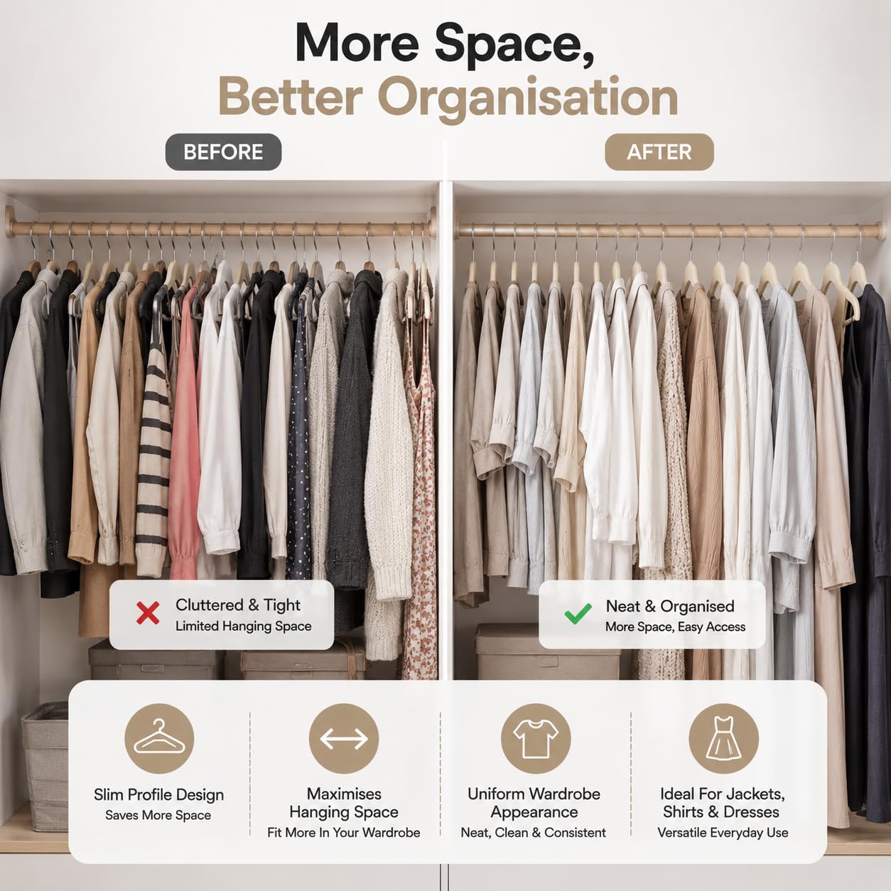 1ABOVE Premium Velvet Hangers - 20 Pack Non-Slip, Heavy Duty, Space Saving | Ivory 5