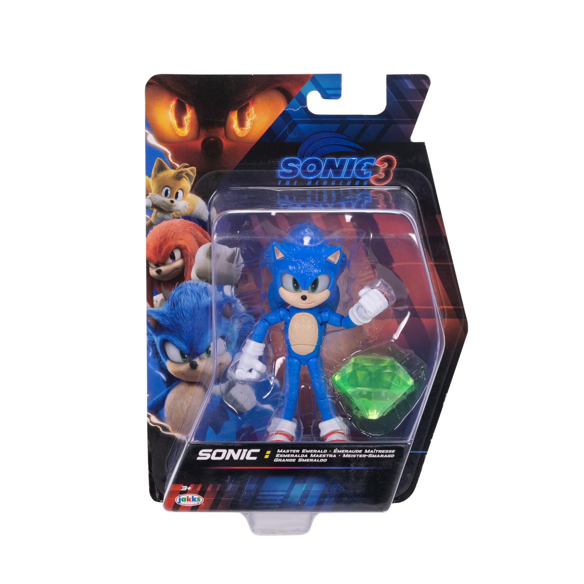 Sonic The Hedgehog Sonic 3 Movie Sonic with Emerald Accessory Action Figure | 13 cm | Jakks Pacific
