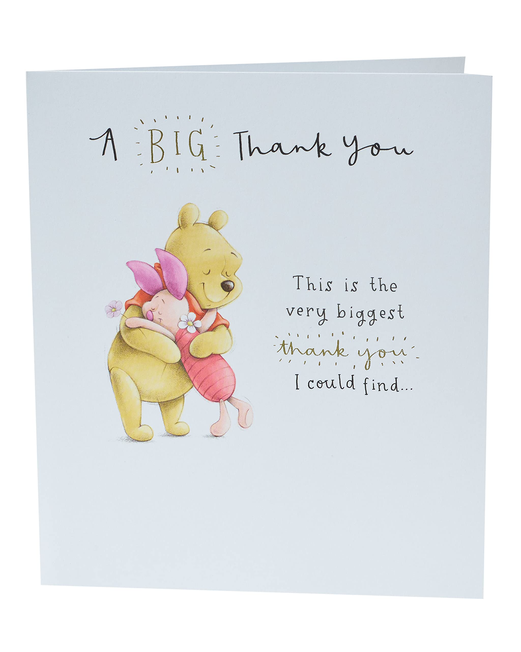 UK Greetings Disney Pooh Bear & Piglet Thank You Greeting Card | Gold Foil | FSC Certified 5