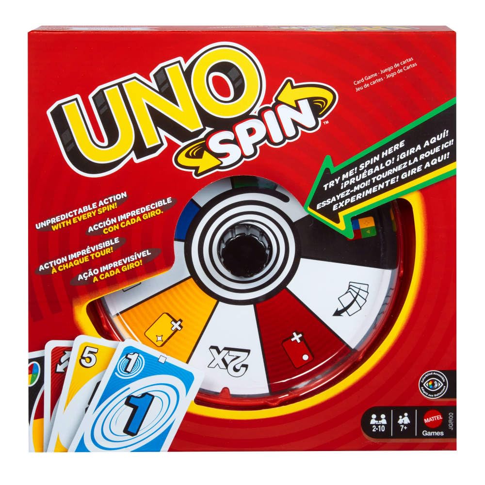 Mattel Games UNO Spin Card Game - Toy Spinner Included | Ages 7+ | JGR00