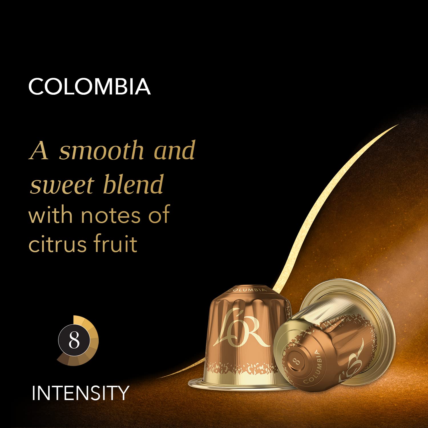L'OR Espresso Colombia Coffee Pods - Intensity 8, Citrus Notes, 40 Count