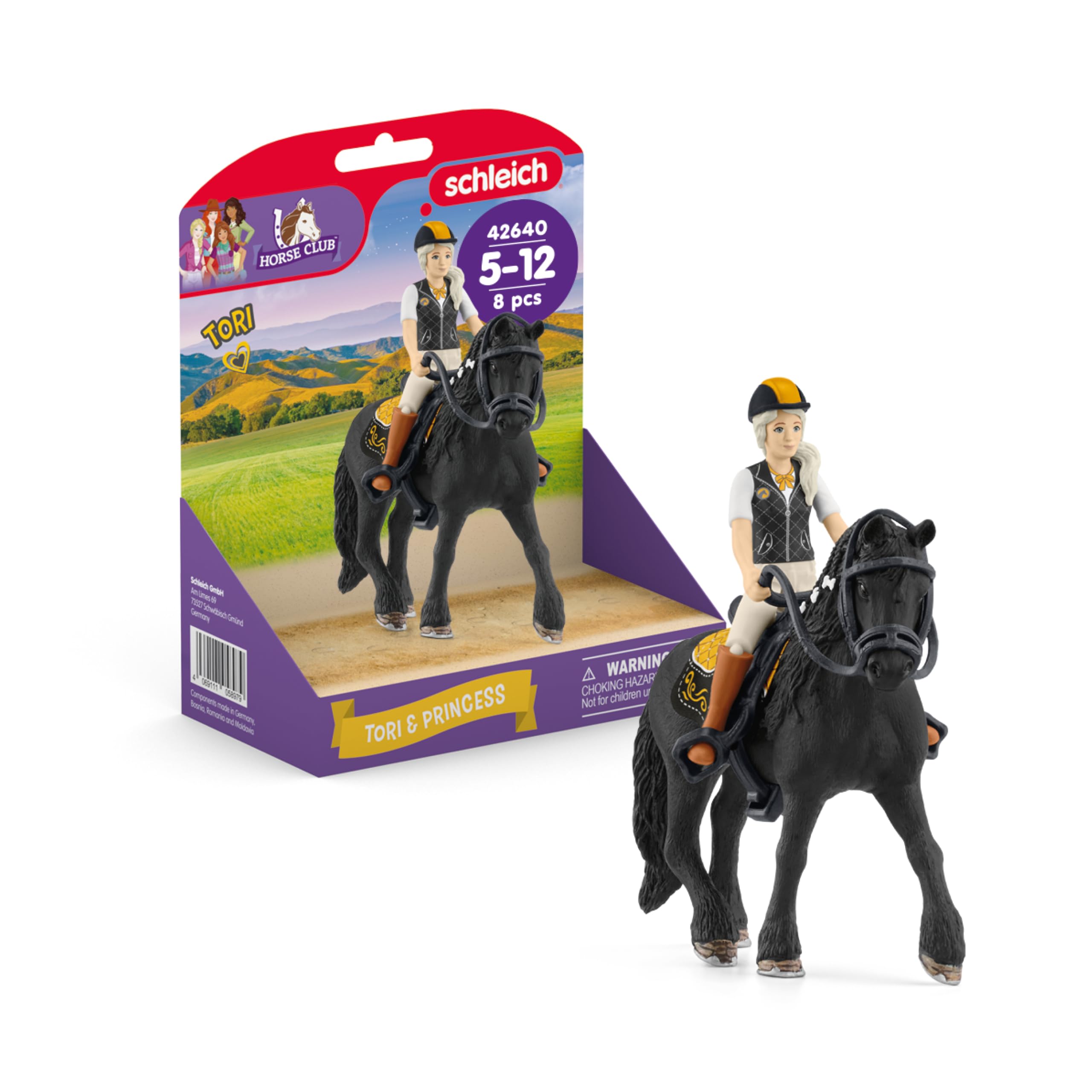 Schleich Horse Club Tori & Princess Playset - 8 Pieces | Ages 3+ 1