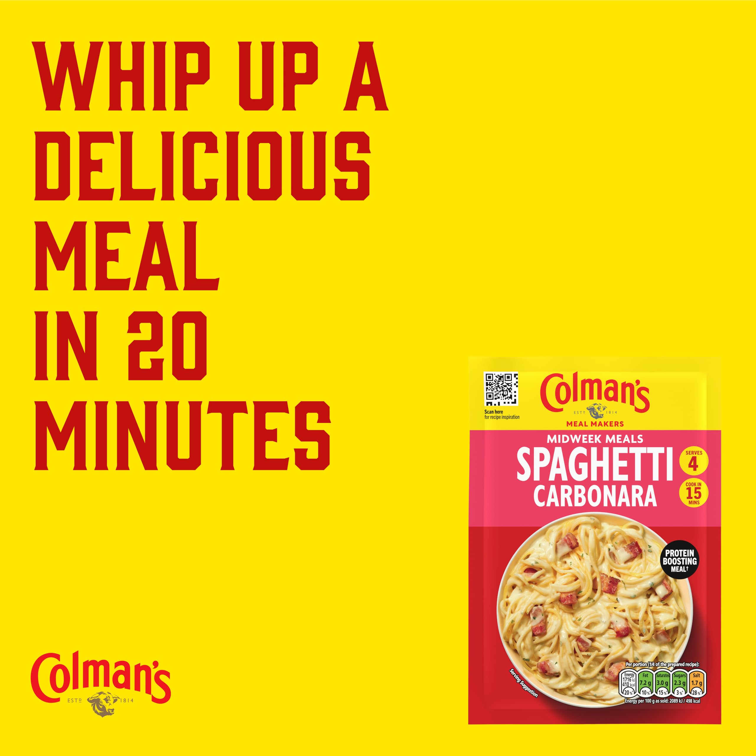 Colman's Midweek Meals Spaghetti Carbonara Meal Maker Mix | 4 Servings | 38g Pack 3