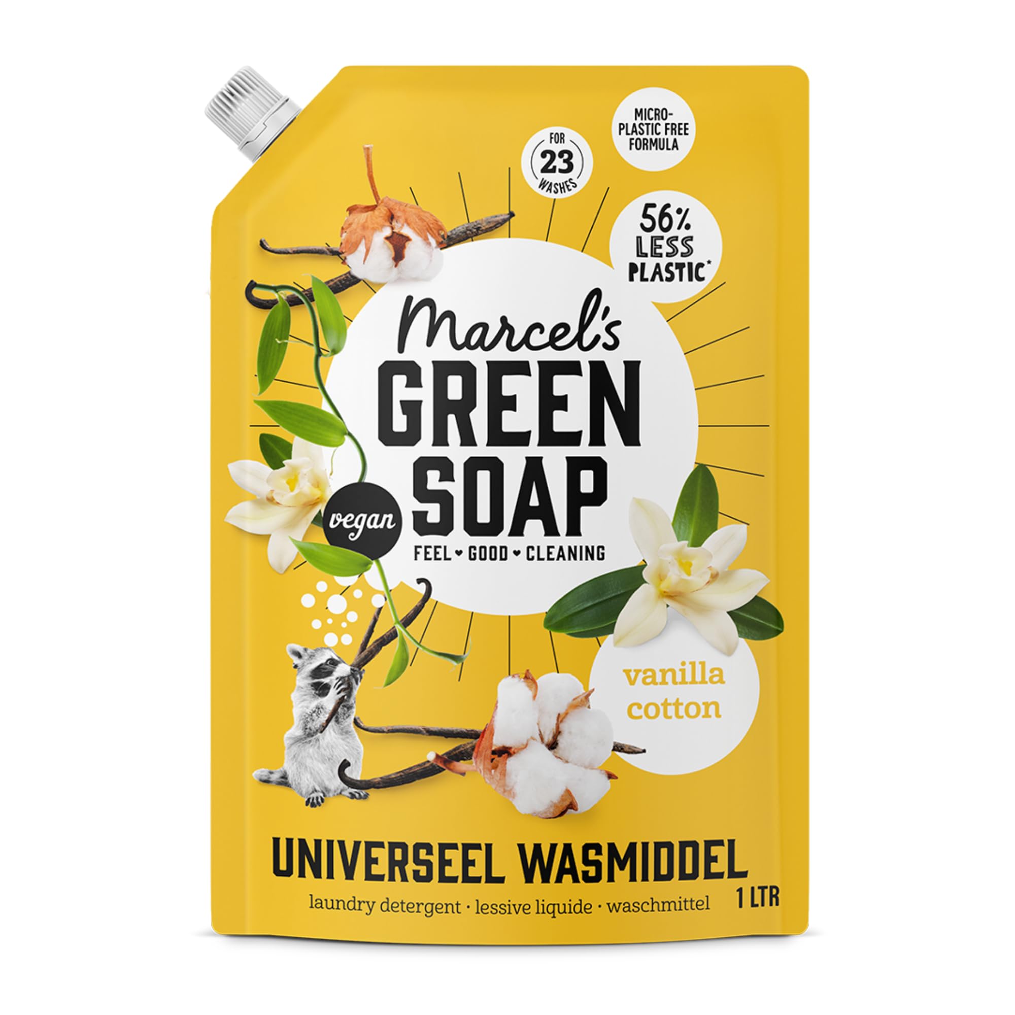 Marcel's Green Soap Universal Washing Liquid Refill - Vanilla & Cotton Scent | 1L 1
