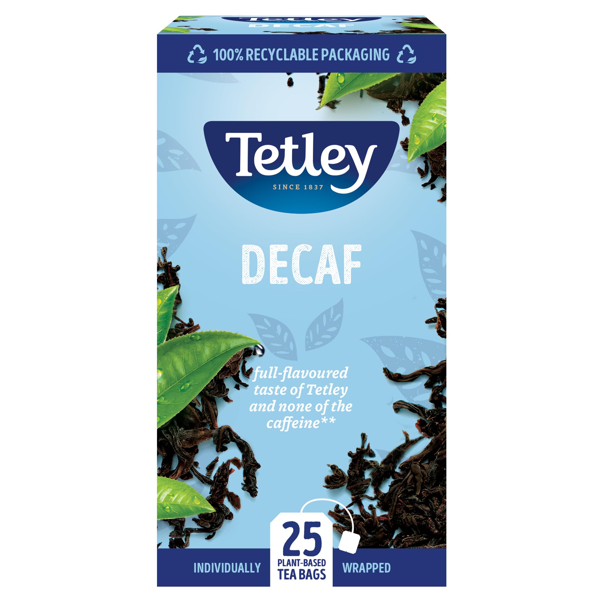 Tetley Everyday Original Decaf Black Tea Bags - Smooth Decaf Blend, Rainforest Alliance Certified | 25 Count (Pack of 1)