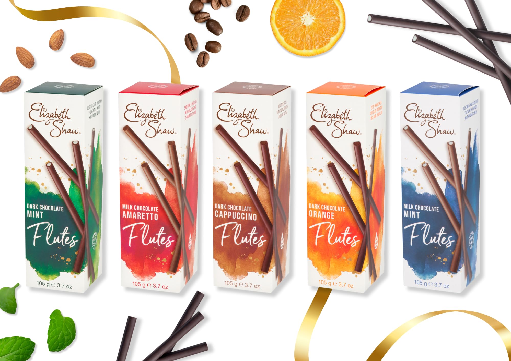 Elizabeth Shaw Dark Mint Flutes 105g – Rich Dark Chocolate with Mint Fondant Centre – 24 Pieces