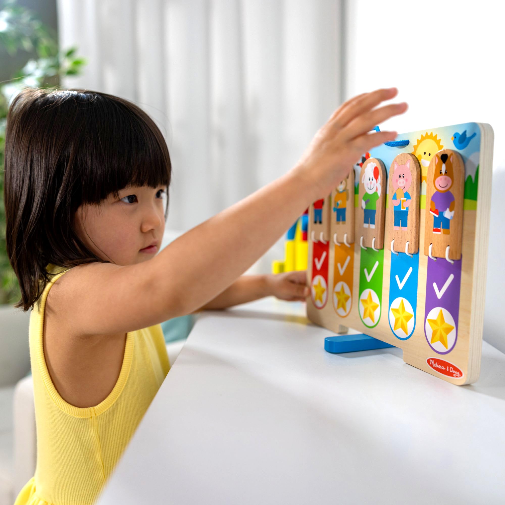 Melissa & Doug My Daily Routines Chart - Early Learning Toy for Kids Ages 3-6 | Double-Sided Interactive Board | FSC Certified Wood 2