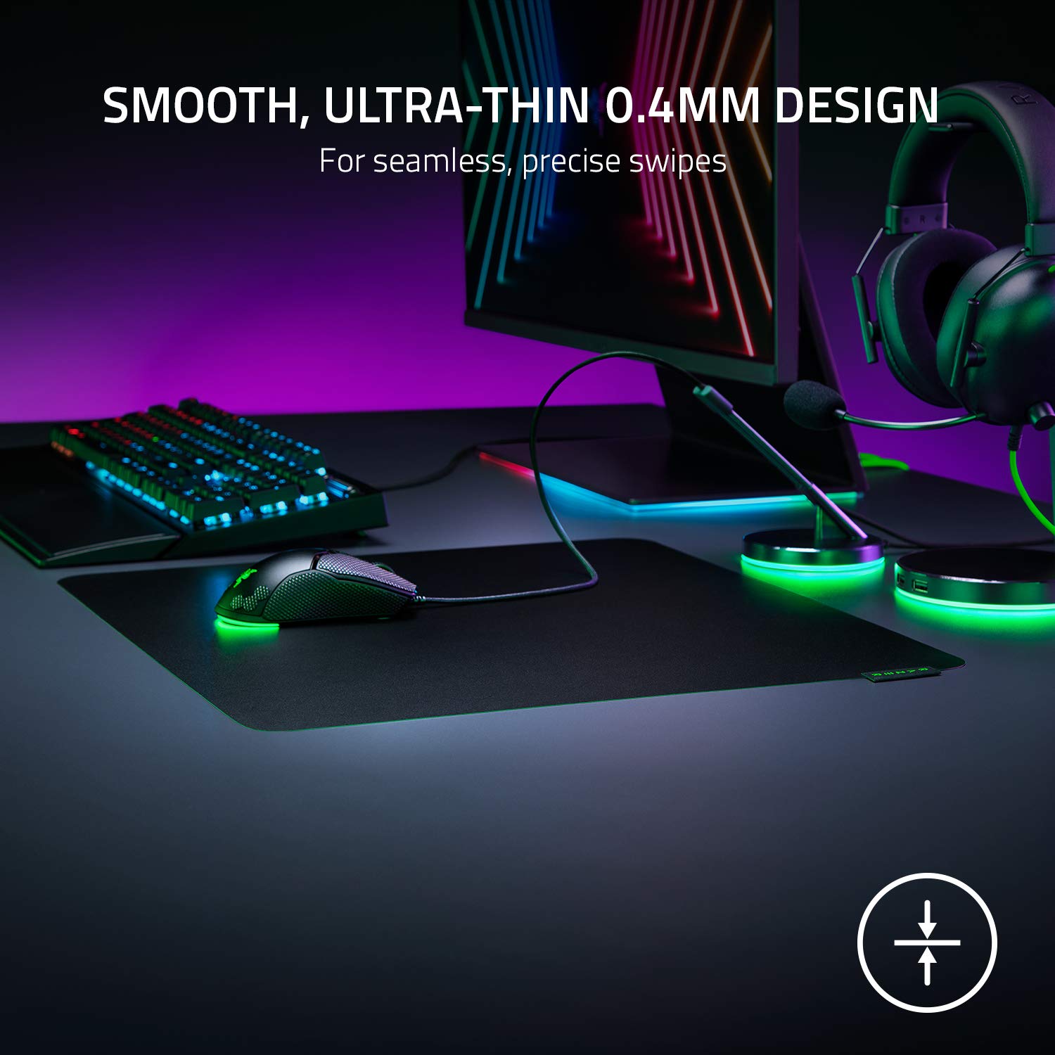 Razer Sphex V3 Gaming Mouse Pad - Ultra-Thin 0.4mm Polycarbonate | Adhesive Base | Large Size