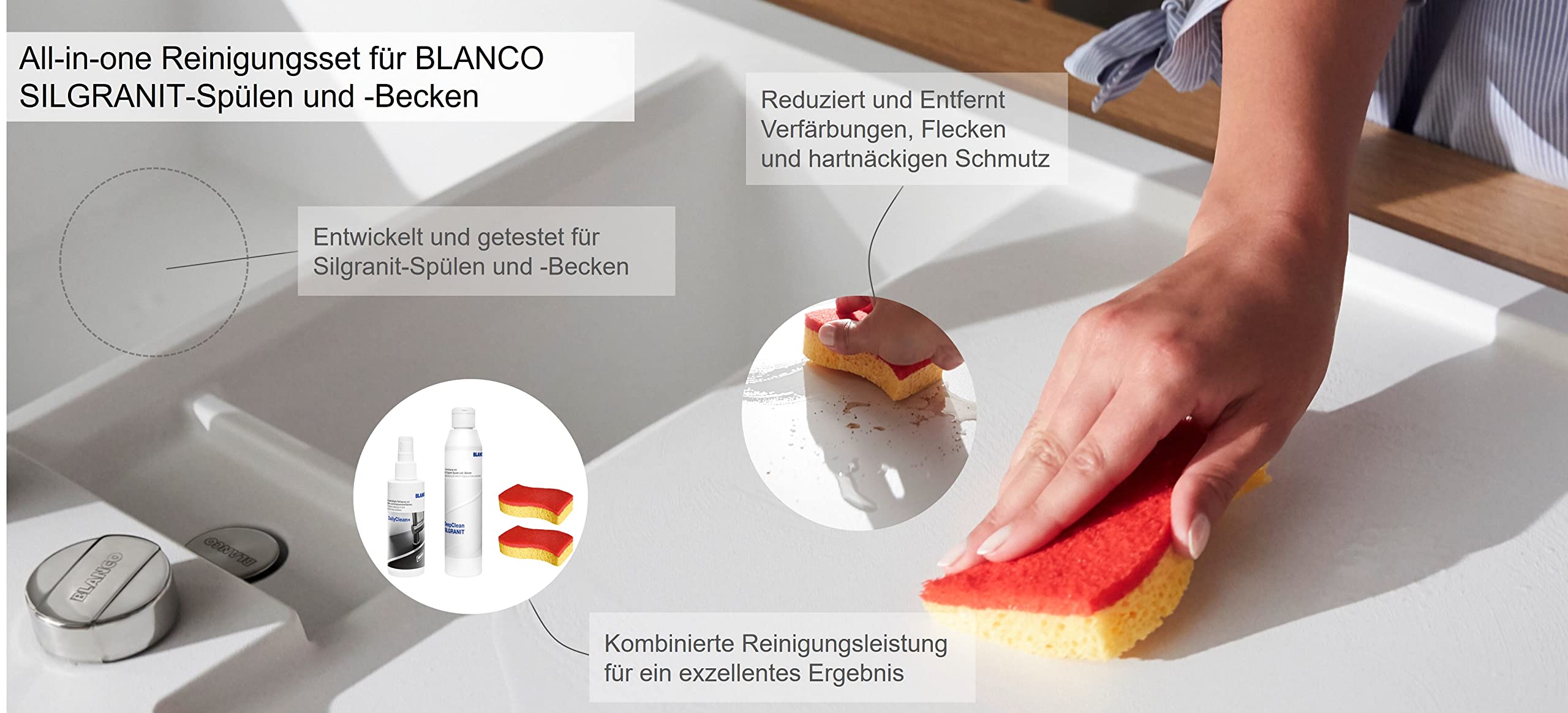 BLANCO 527033 Cleaning Kit for Silgranit Sinks, 4-Piece Care Set