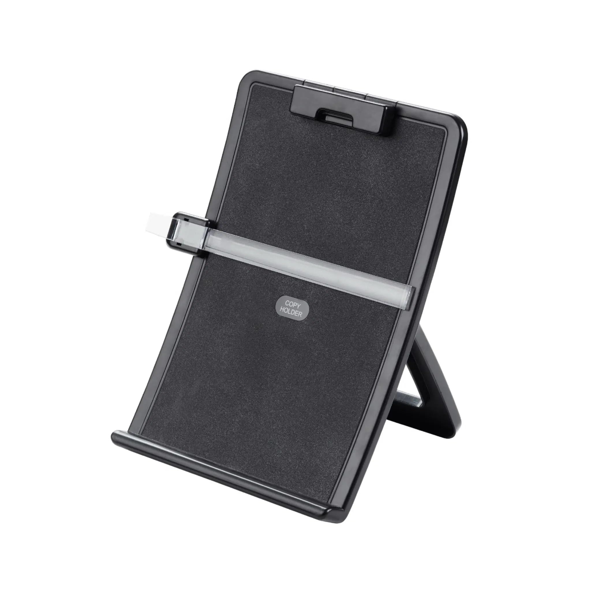 Q-Connect A4 Desktop Copyholder - Built-in Pen Holder | Metal Arm Clamp | White/Grey