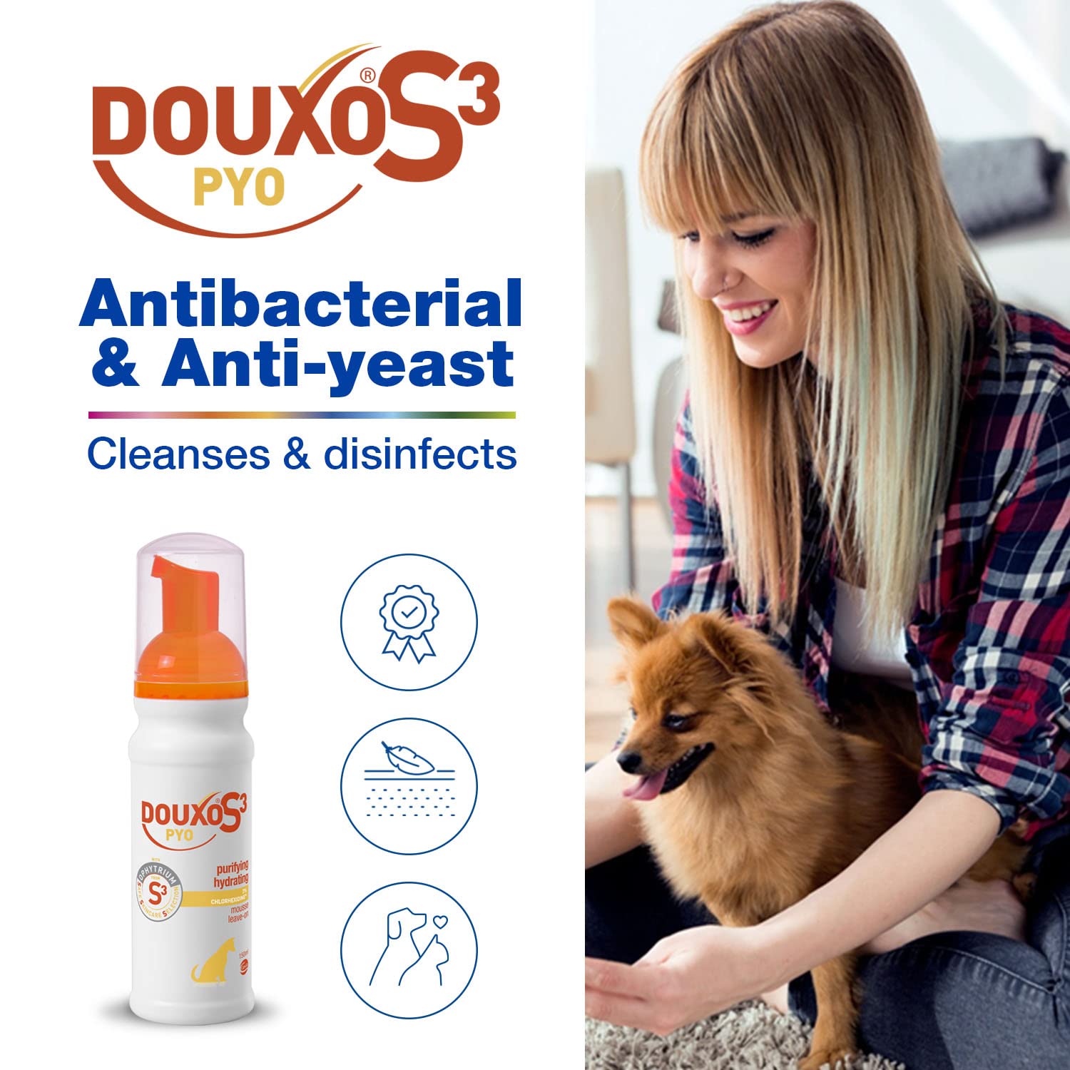 Douxo S3 PYO Antibacterial & Anti-Yeast Dog Mousse - Leave-On Waterless Formula | 150 ml 4