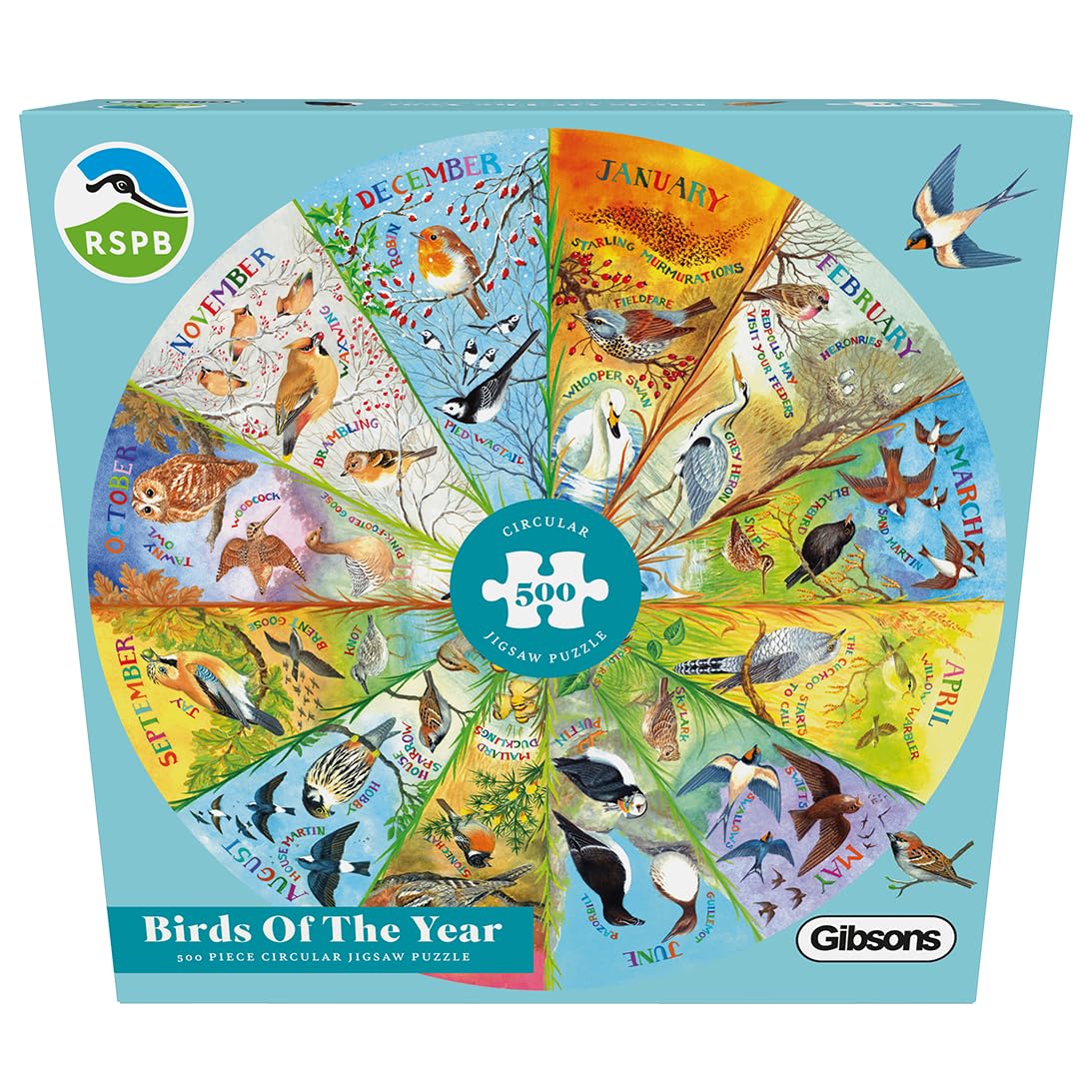 Gibsons RSPB Birds of the Year 500 Piece Circular Jigsaw Puzzle | 49 cm Diameter 7
