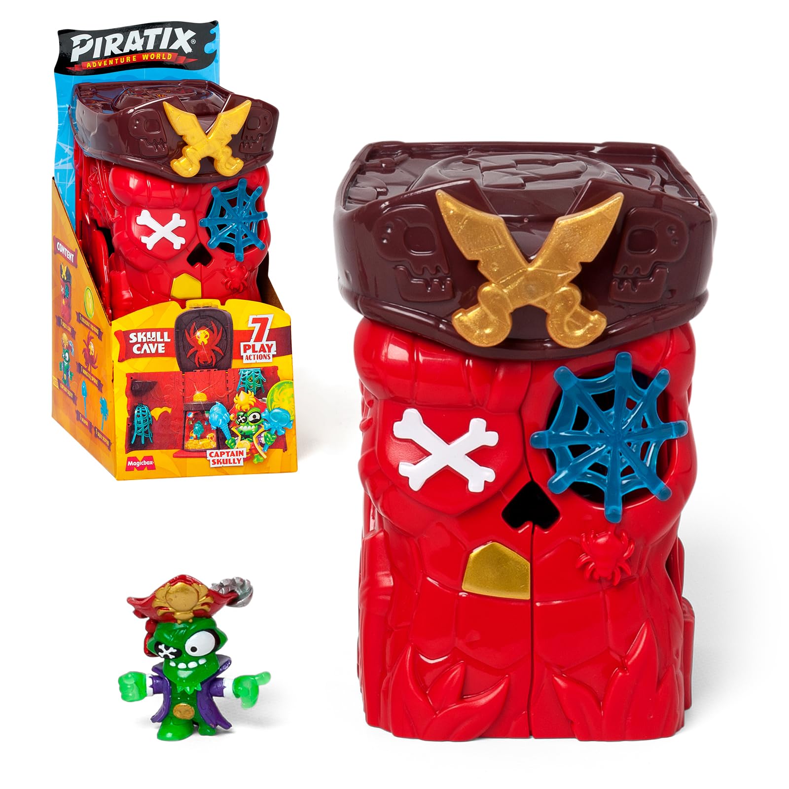 PIRATIX ADVENTURE WORLD Secret Skull Cave Playset | Includes Captain Skully Figure & Treasure