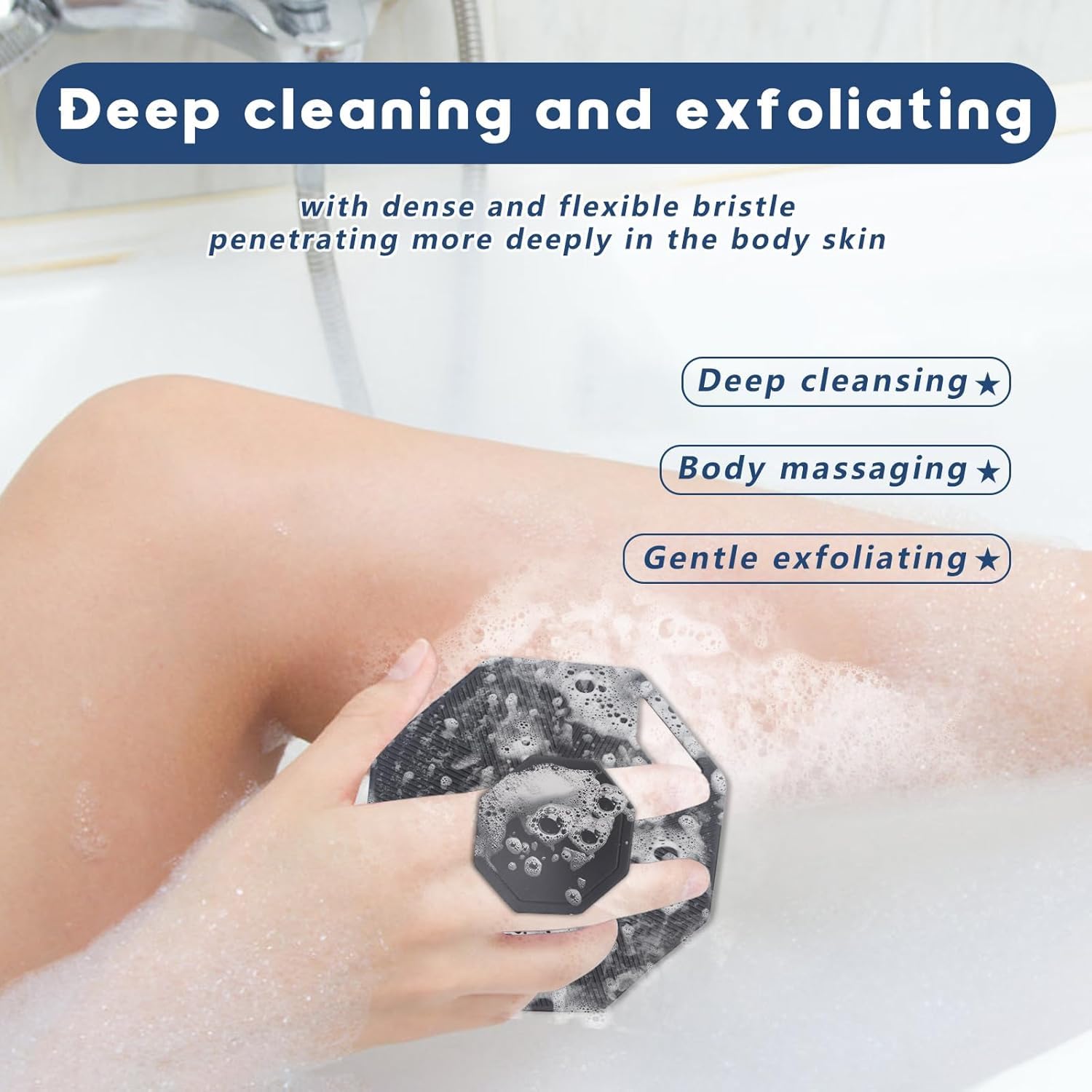 Alyvisun Silicone Body Scrubber - Gentle Exfoliating & Massaging Brush | Black 4
