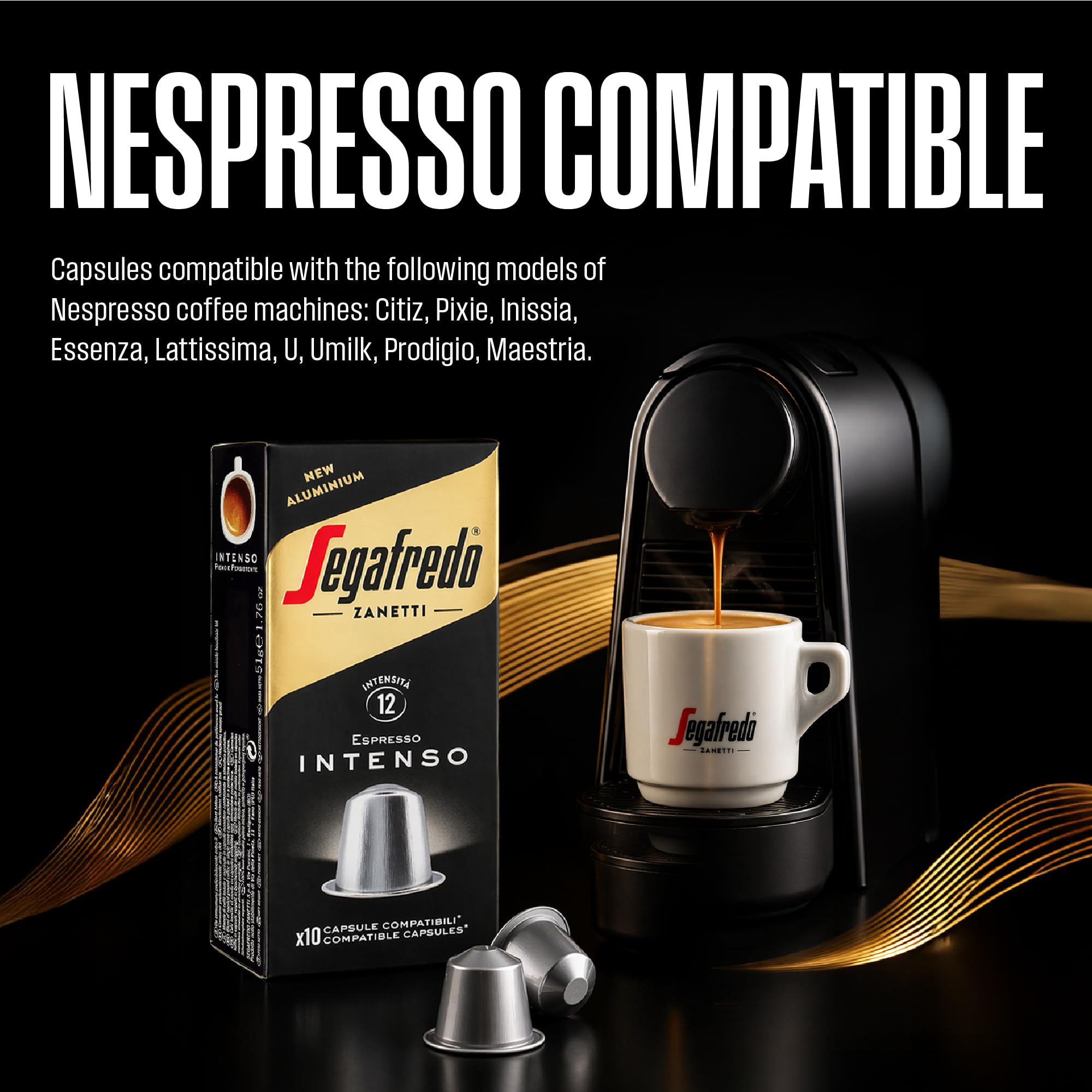 Segafredo Zanetti Intenso Coffee - 10 Nespresso® Compatible Capsules | Intensity 12 Dark Roast 6
