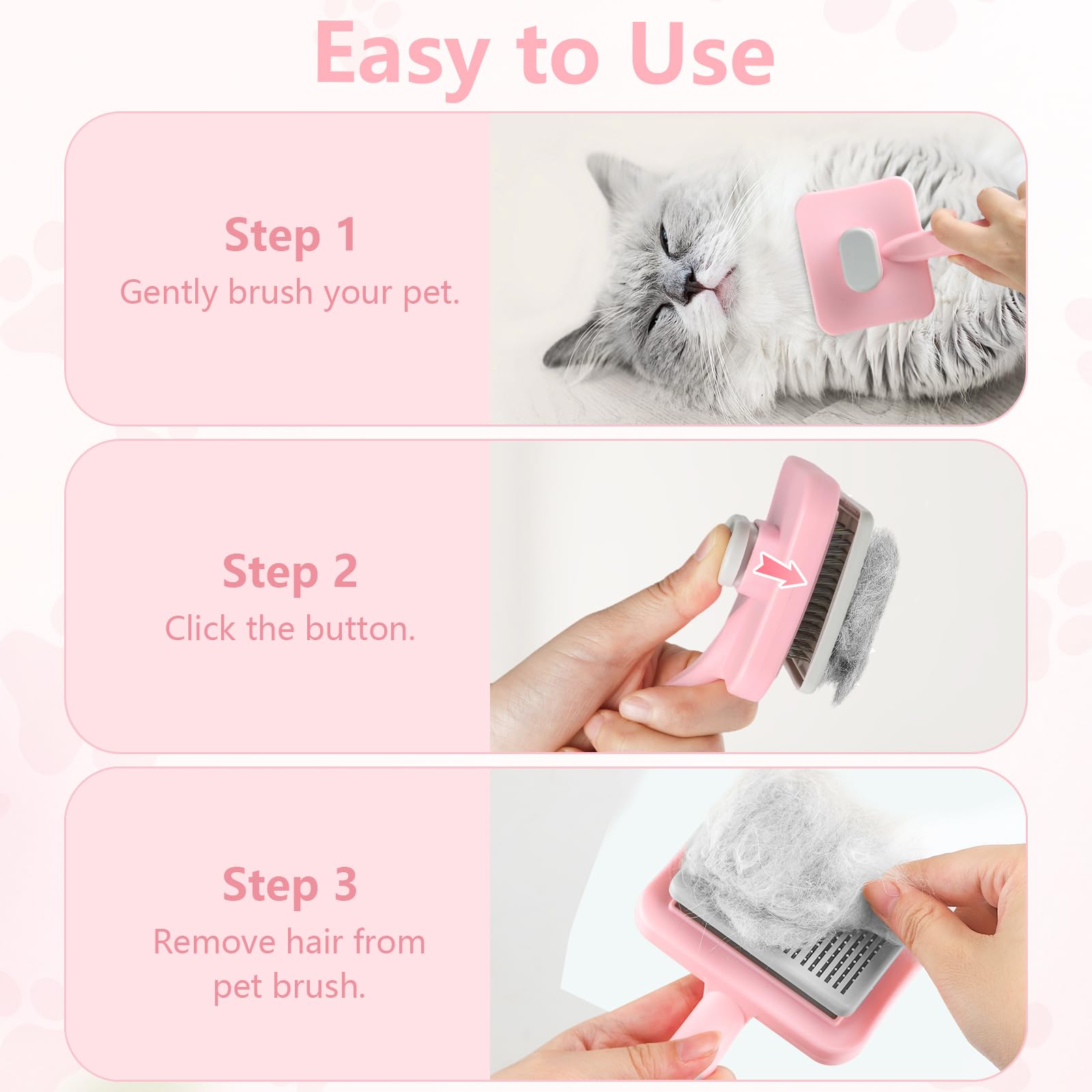 MOXYOY Self Cleaning Pet Hair Comb - Gentle Massage | Pink | For Dogs & Cats 5