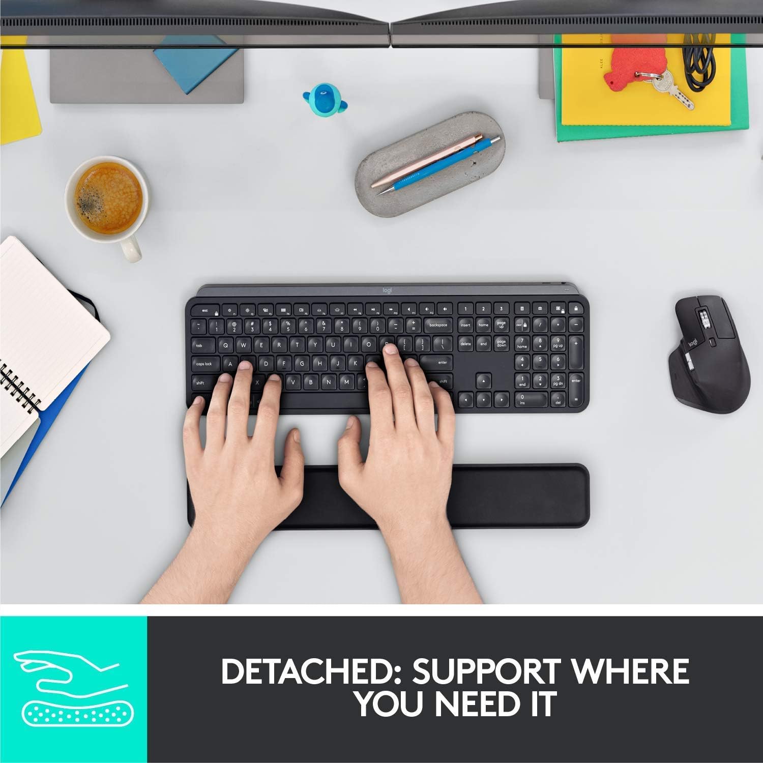Logitech Wrist Rest for MX Keys/Craft - Premium Memory Foam | Stain Resistant | Graphite 3