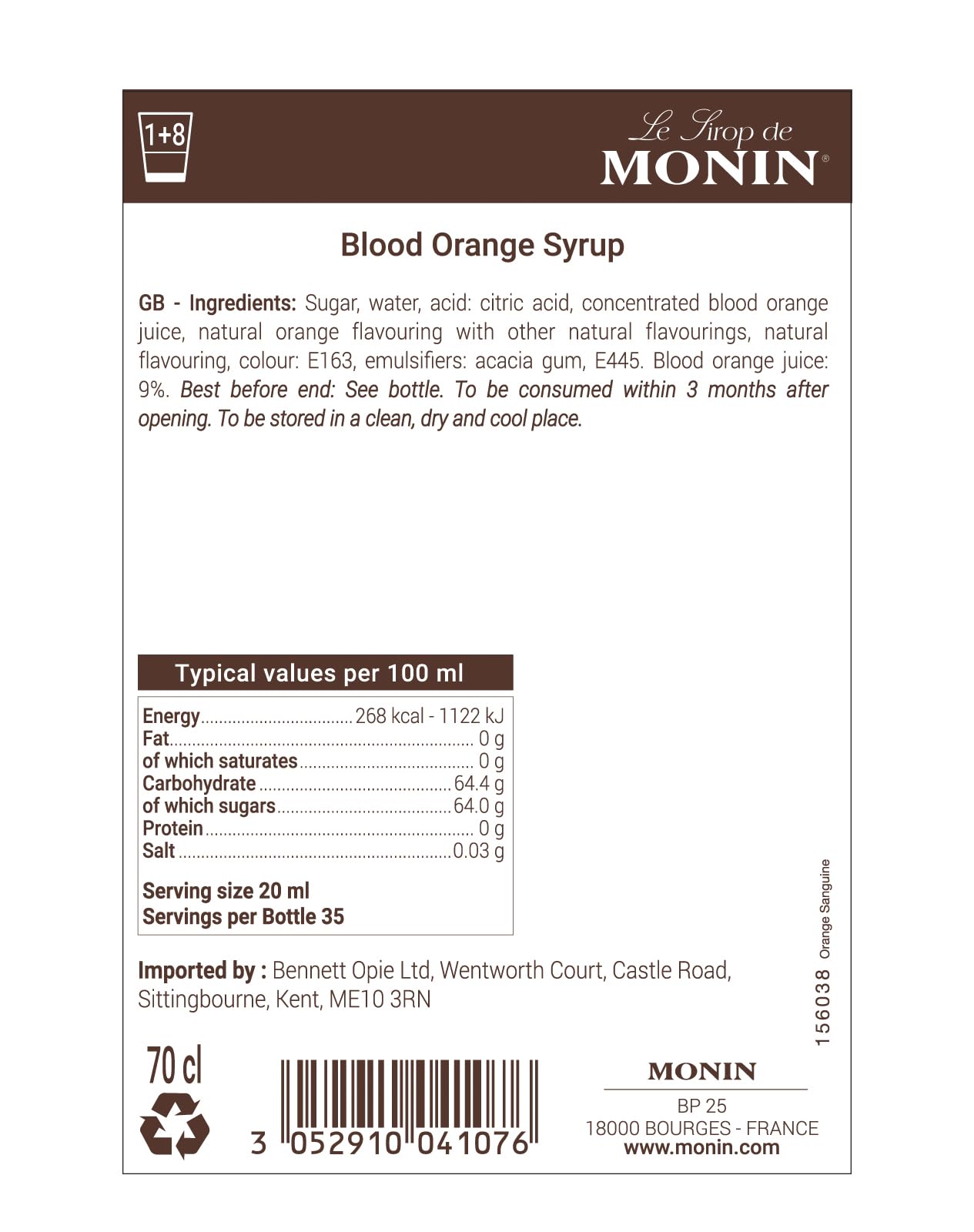 Monin Premium Blood Orange Syrup - 700ml for Cocktails & Mocktails | Vegan-Friendly 6