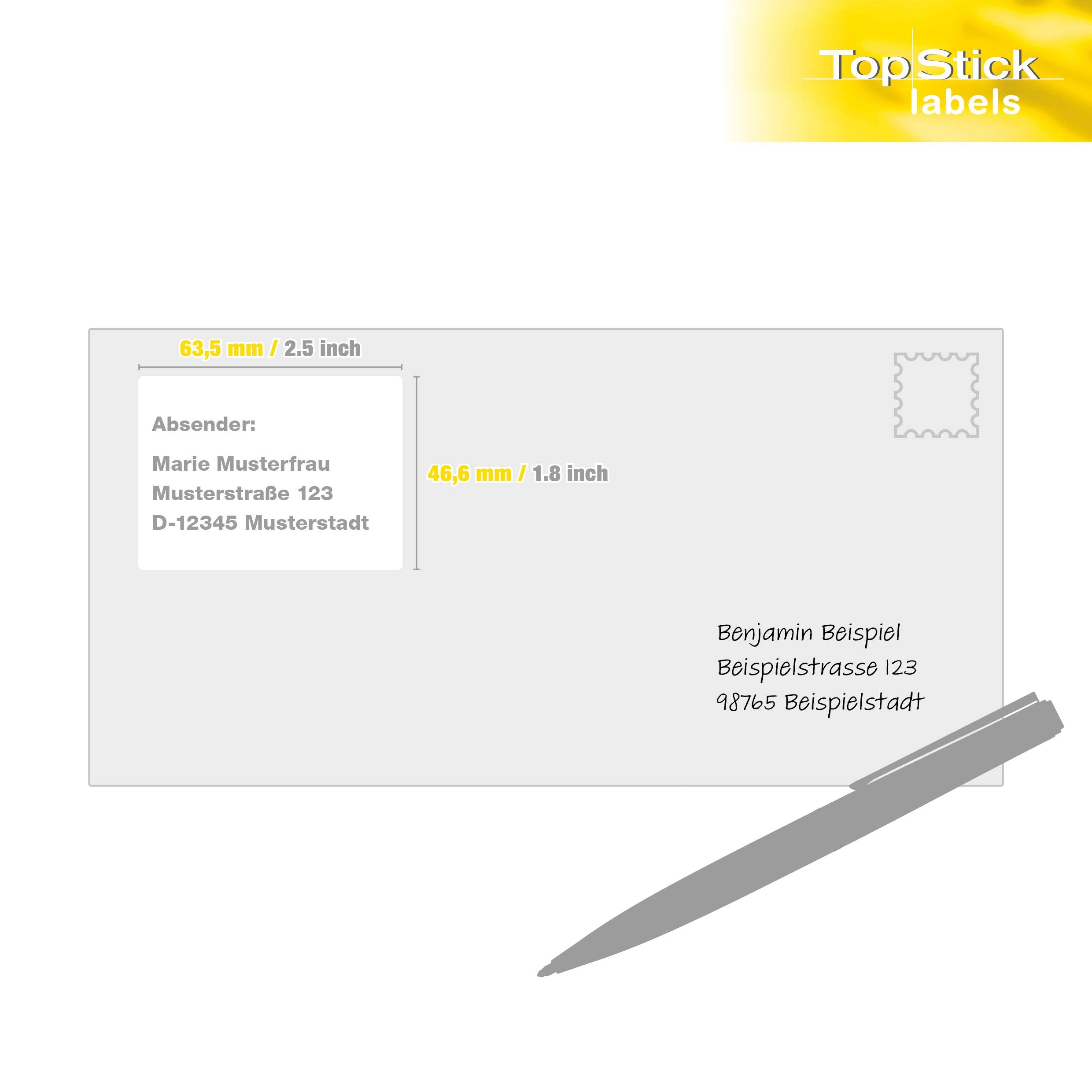TopStick Self Adhesive Address Labels - 1800 Labels, 63.5 x 46.6 mm, White, for Laser & Inkjet Printers 5